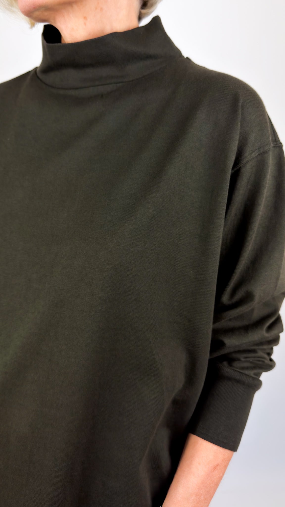 Toujours High Neck Jumper Olive Brown