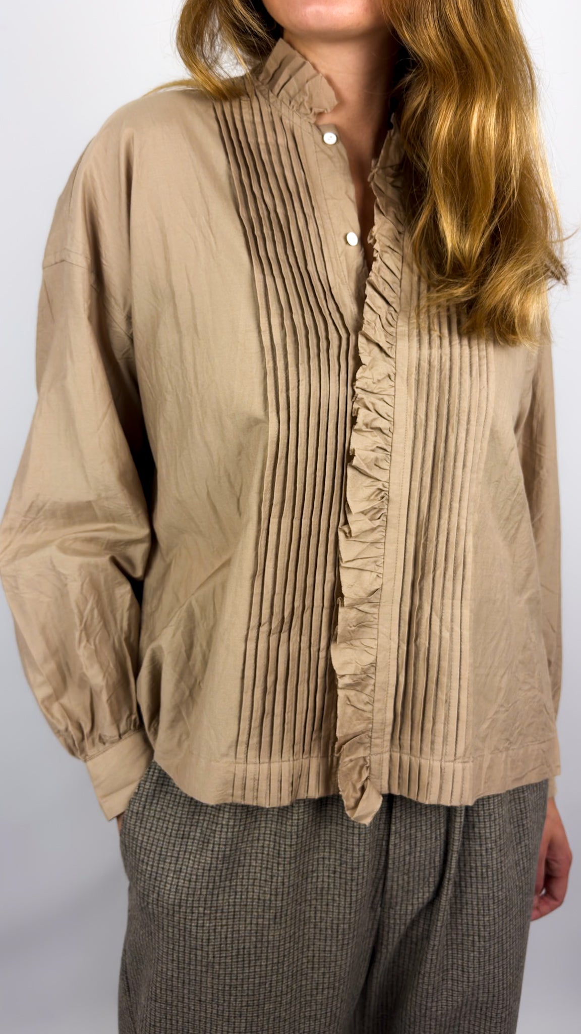 Toujours Pin Tuck Shirt Cappuccino