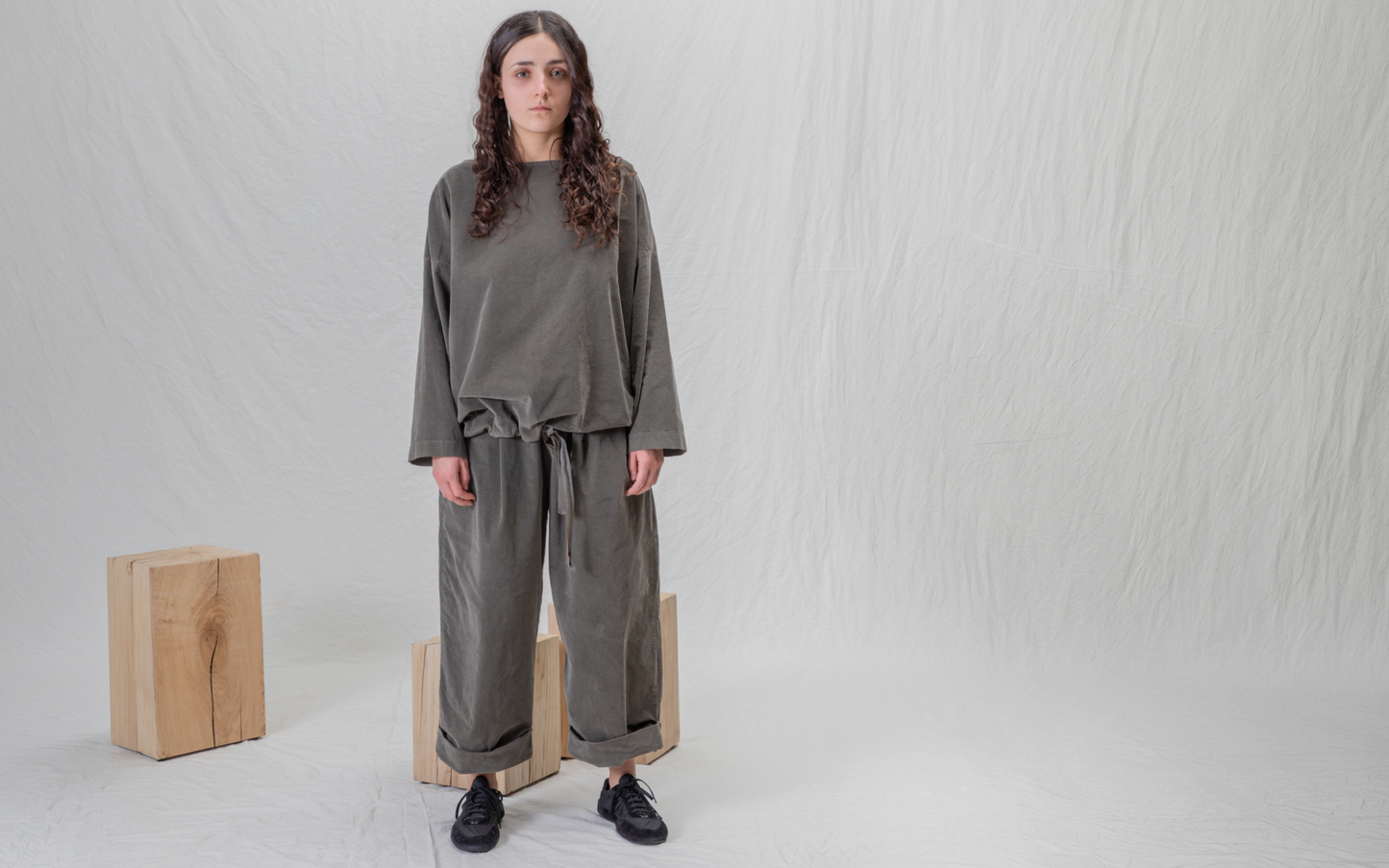 Album Di Famiglia V Drawstring Blouse Taupe PRE-ORDER