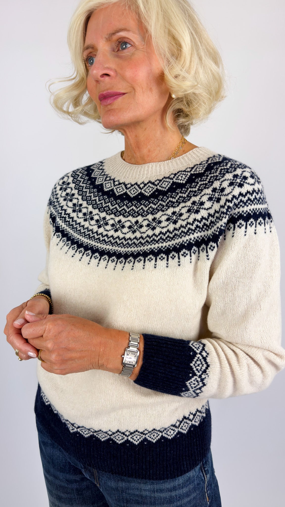 Cordelia James Fleur Jumper Cosmos/Almond