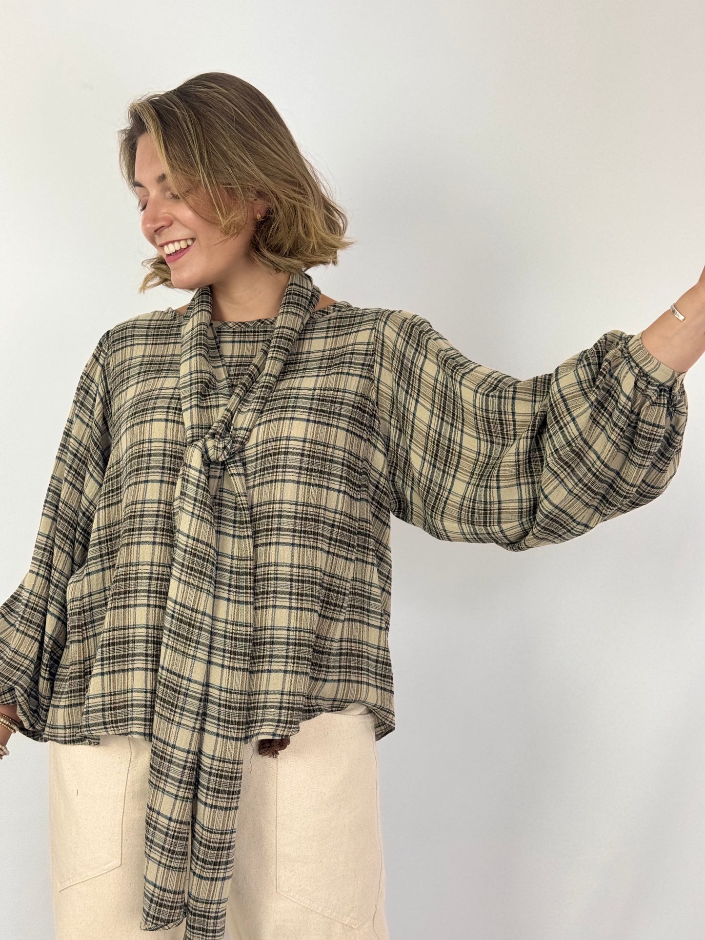 Diega Tylea Blouse Ecru/Camel/Black