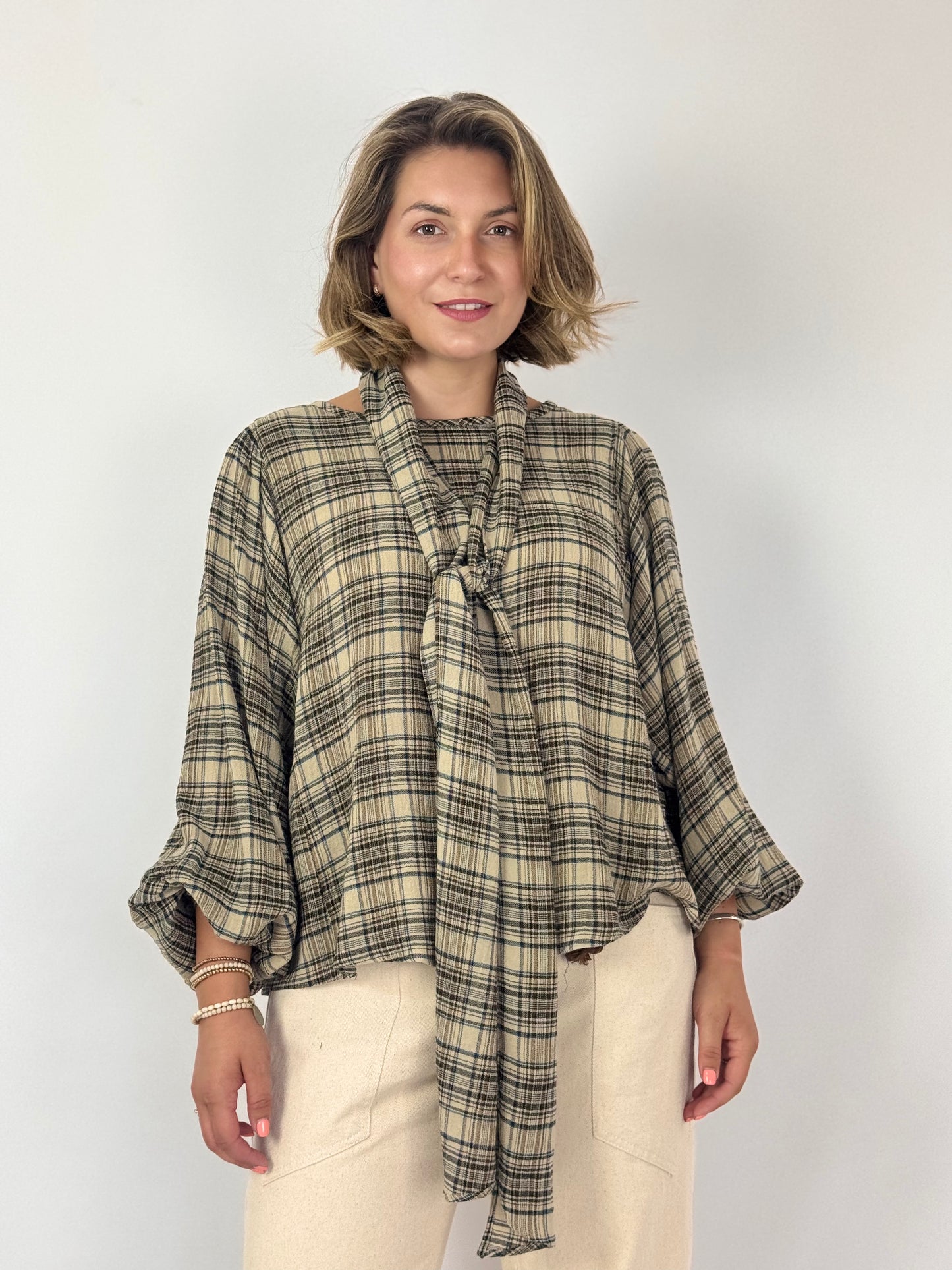 Diega Tylea Blouse Ecru/Camel/Black