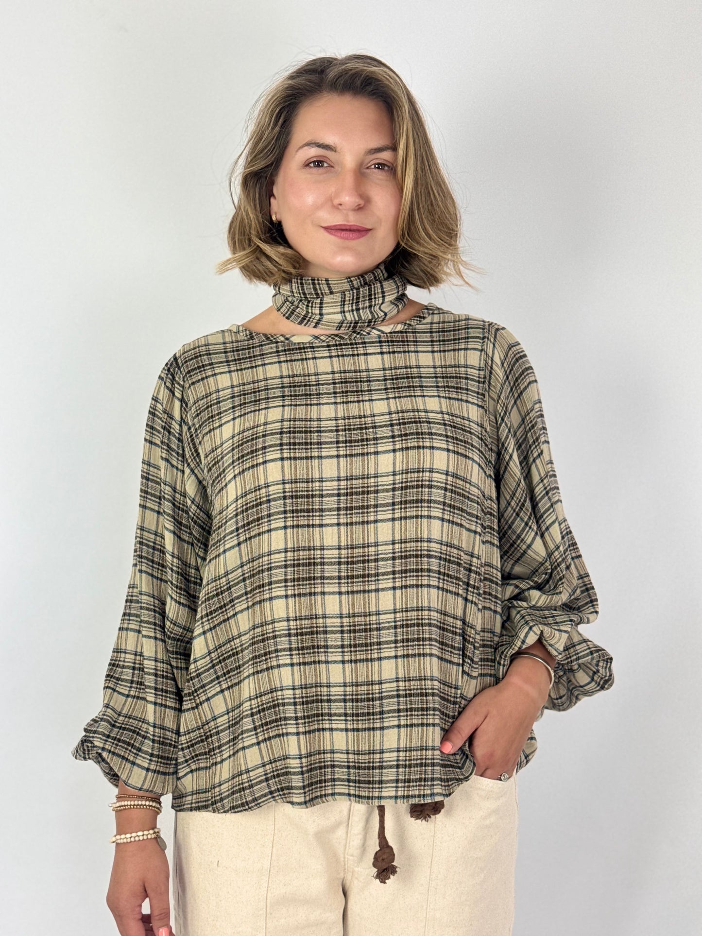 Diega Tylea Blouse Ecru/Camel/Black