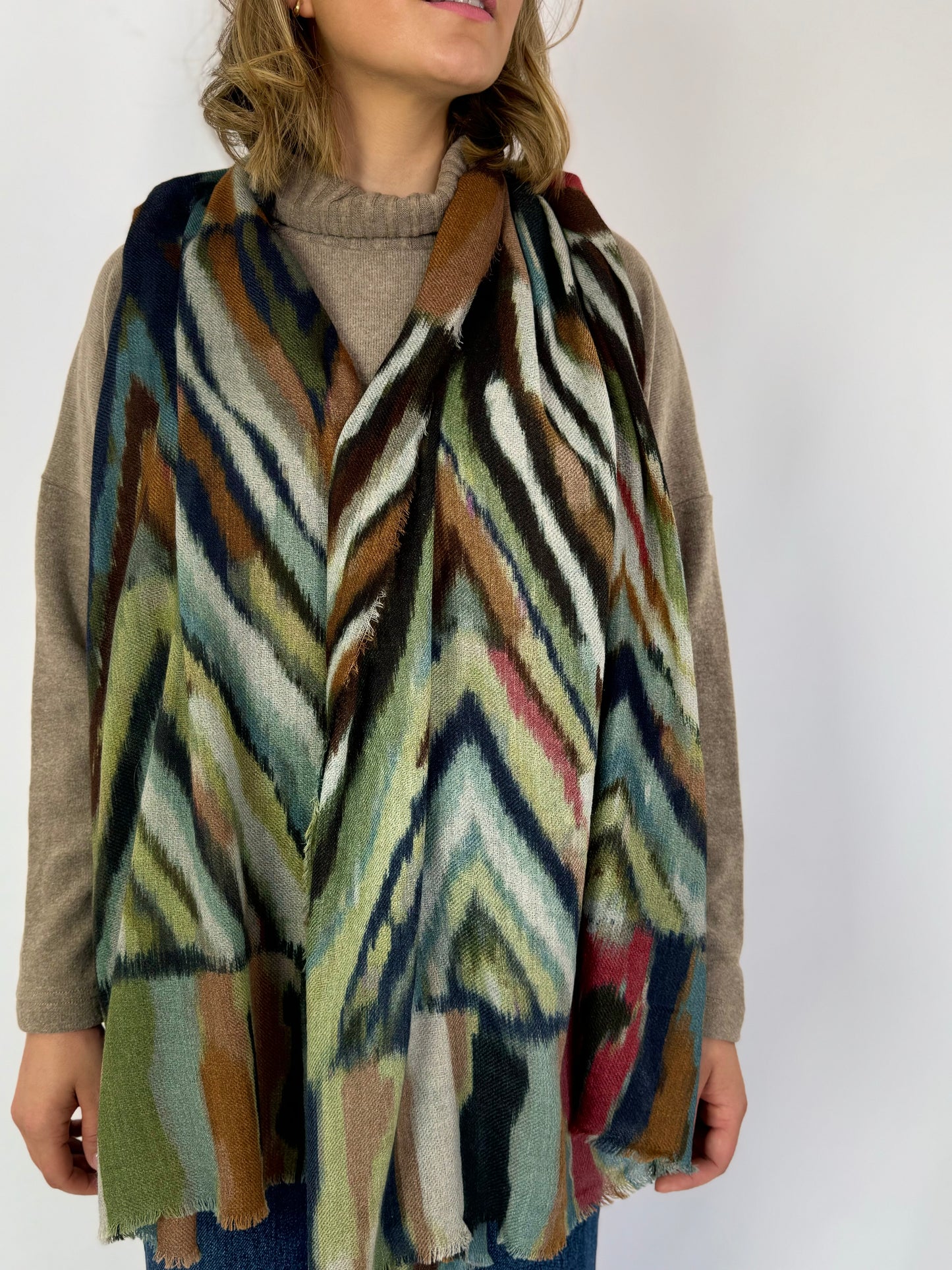 Jo Edwards Ikat Rust Scarf