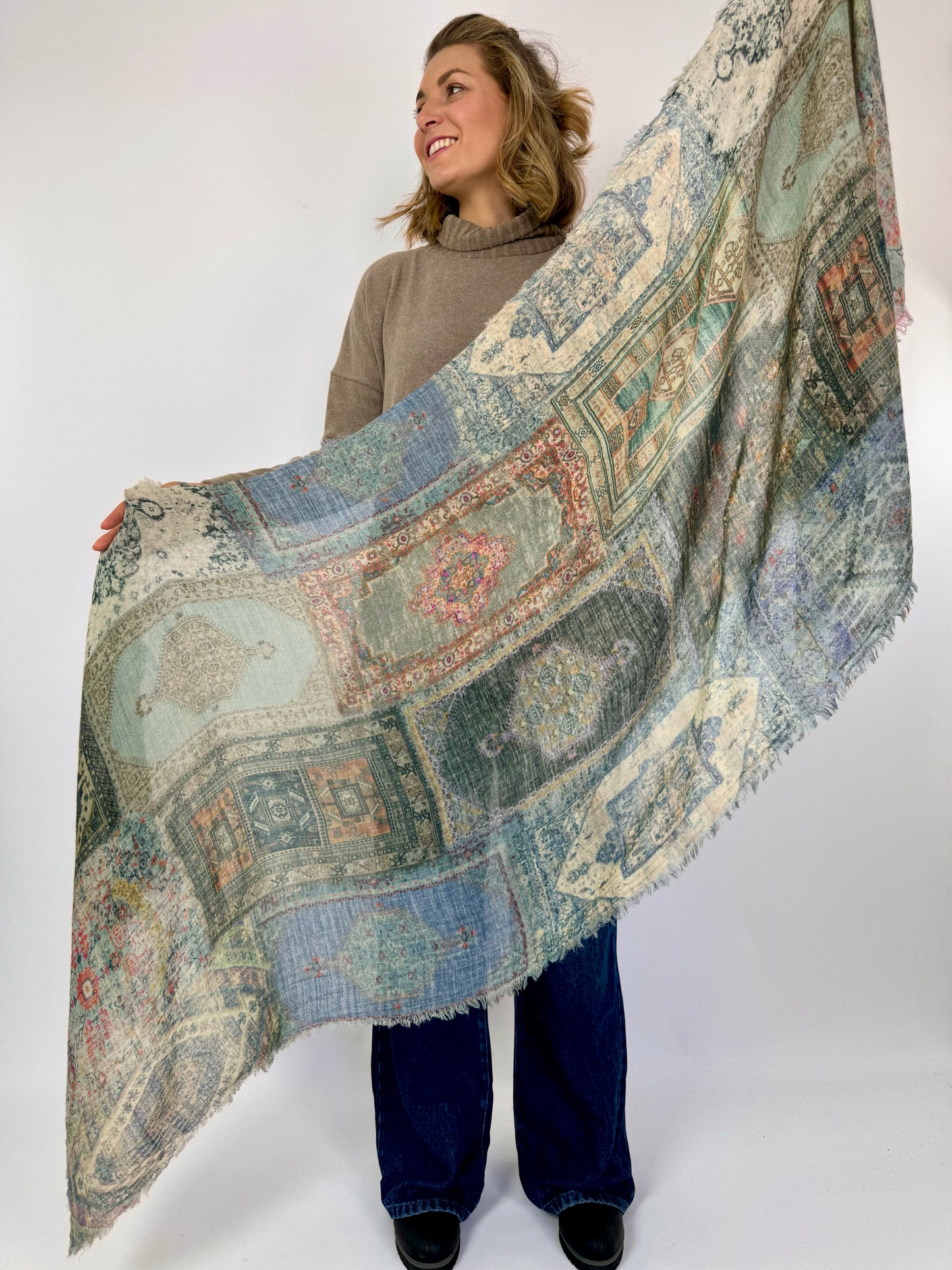 Jo Edwards Mosaic Blue Scarf