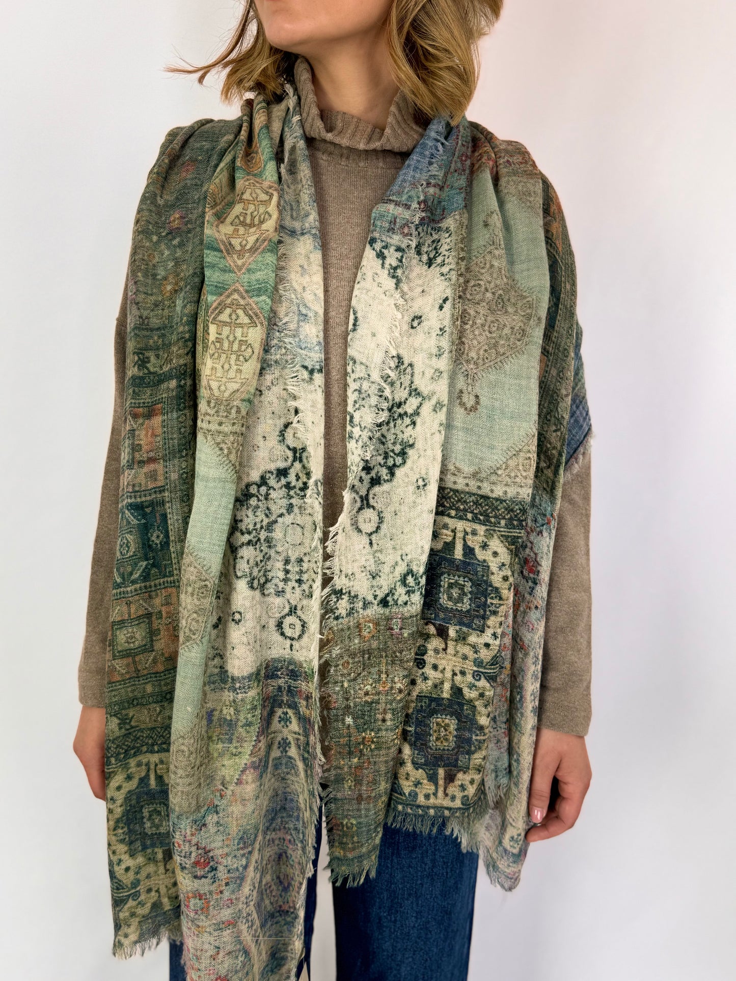 Jo Edwards Mosaic Blue Scarf