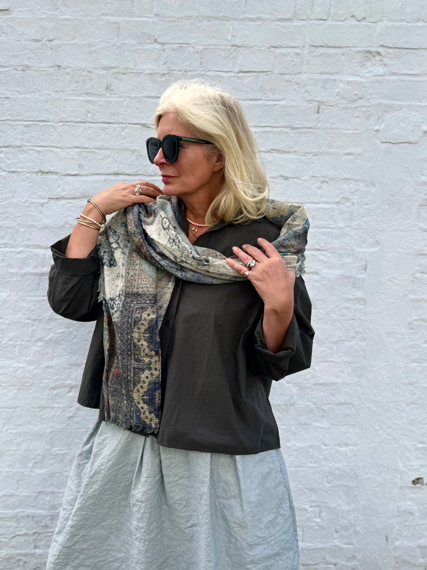 Jo Edwards Mosaic Blue Scarf