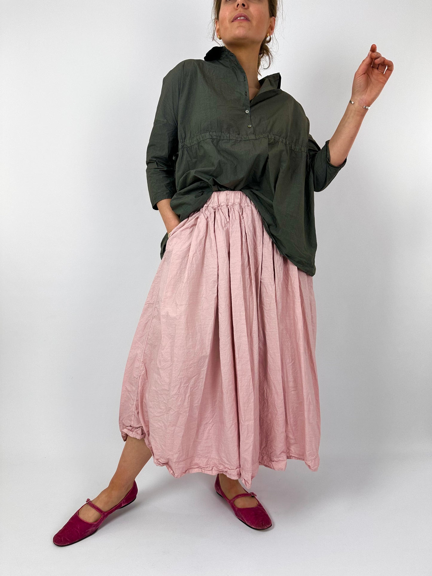Album Pleated Long Skirt Petal Pink