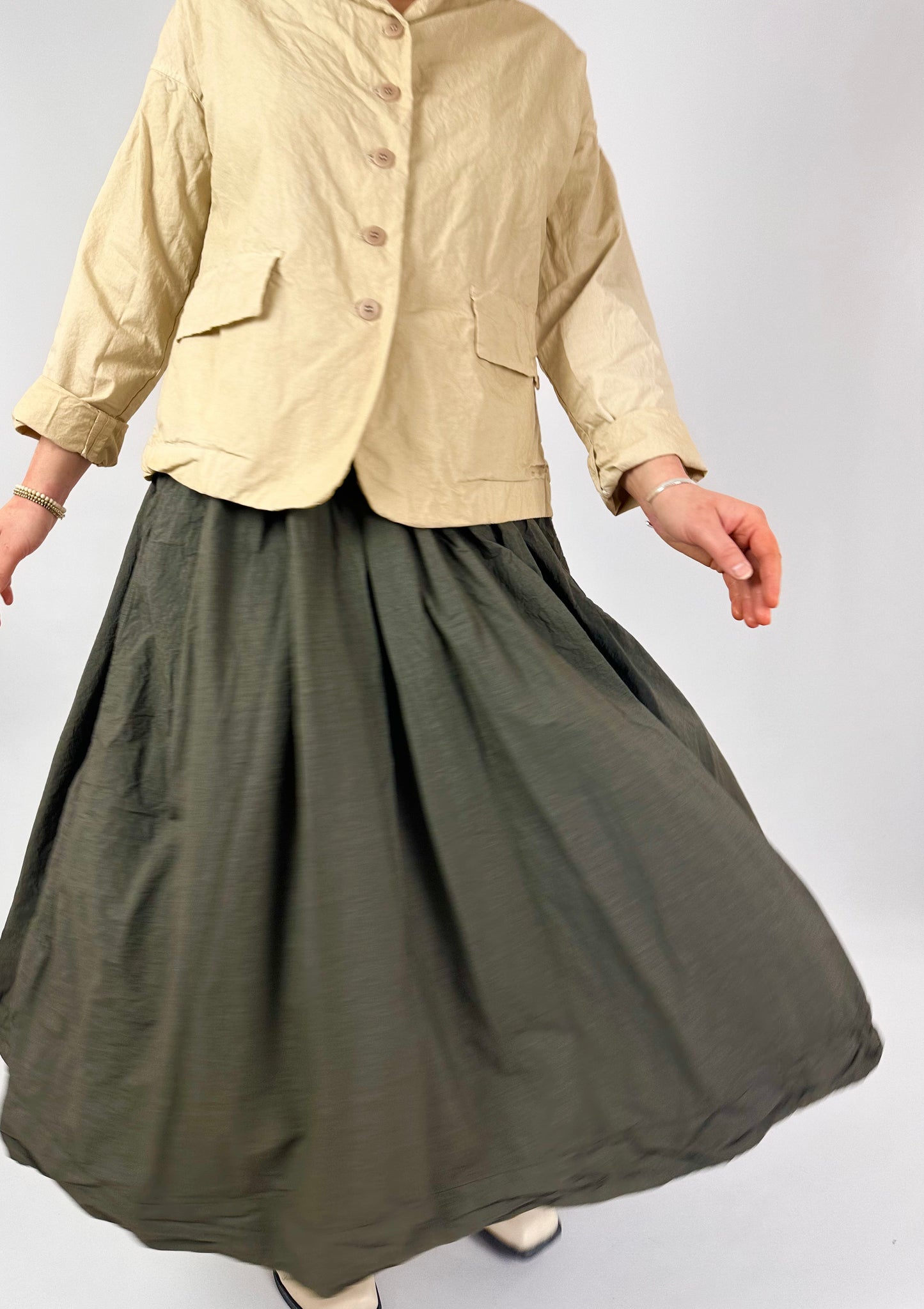 Album Pleated Long Skirt Anthracite