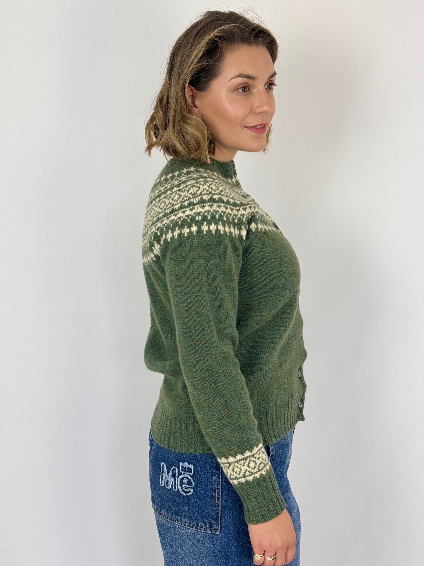 Cordelia James Hannah Cardigan Nettle/Vanilla