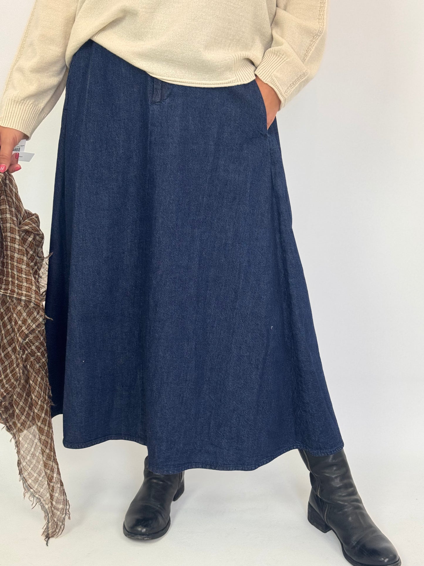 Pas De Calais 7380 Denim Skirt Indigo
