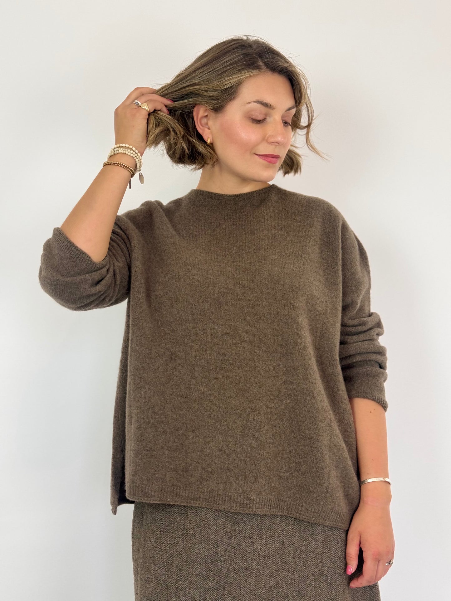 Pas De Calais 2601 Crewneck Jumper Brown