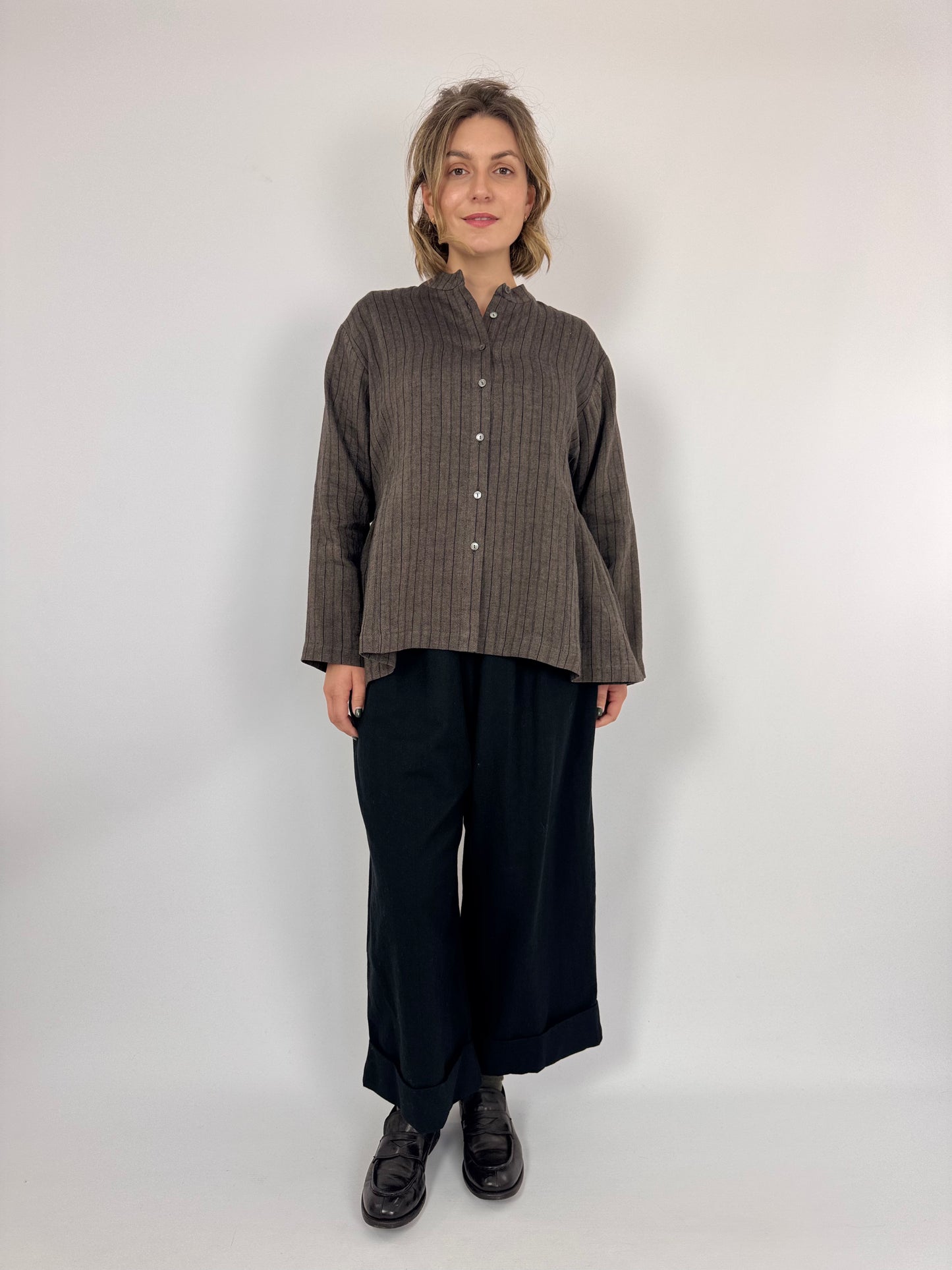 Muku C1392 Blouse Brown Stripe