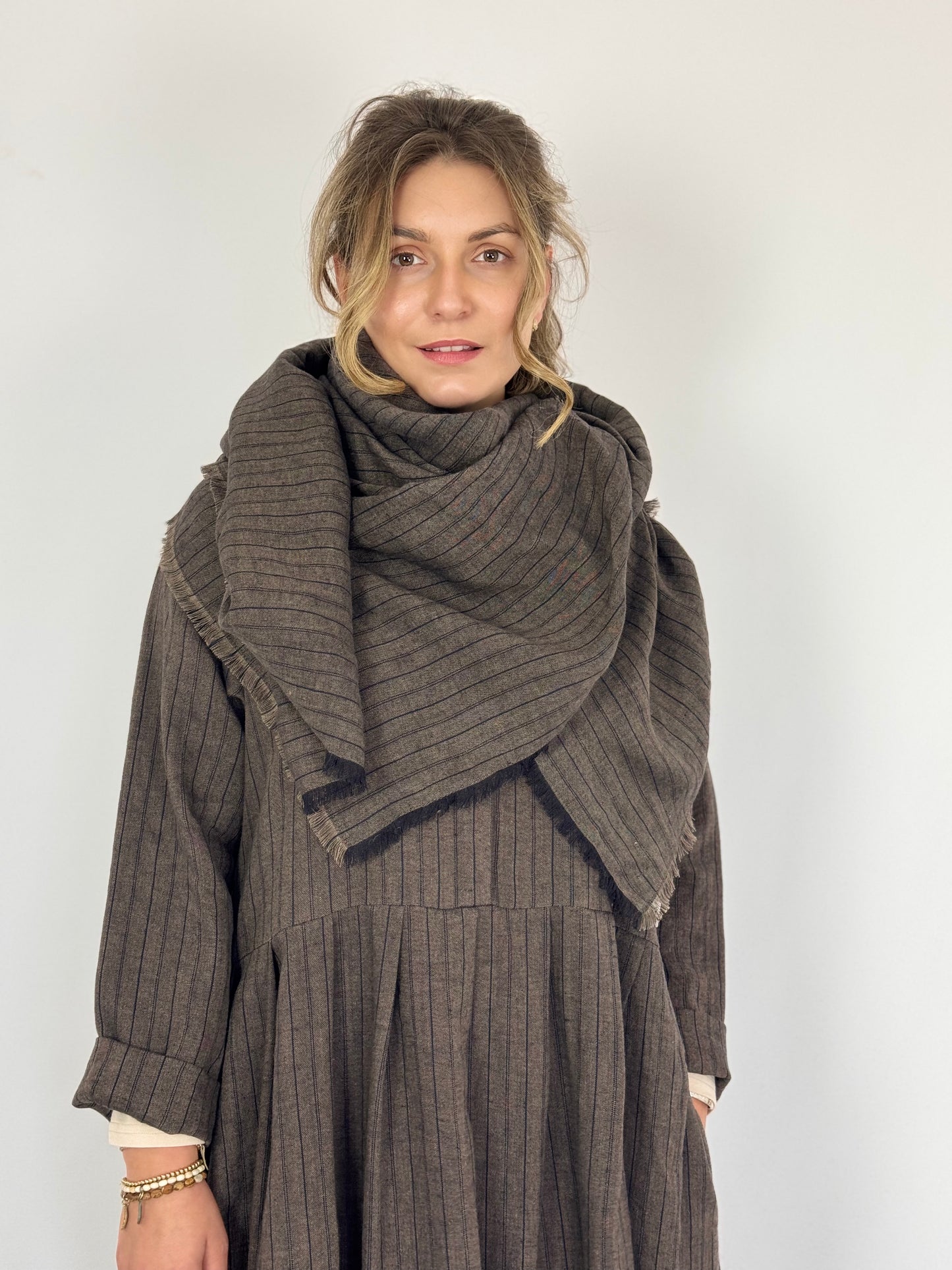 Muku C1414 Scarf Brown Stripe