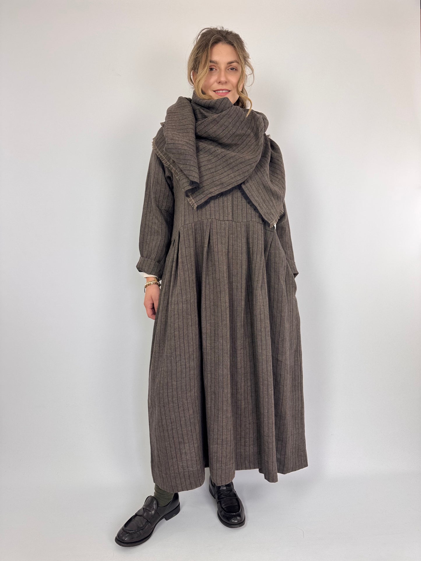 Muku C1403 Dress Brown Stripe