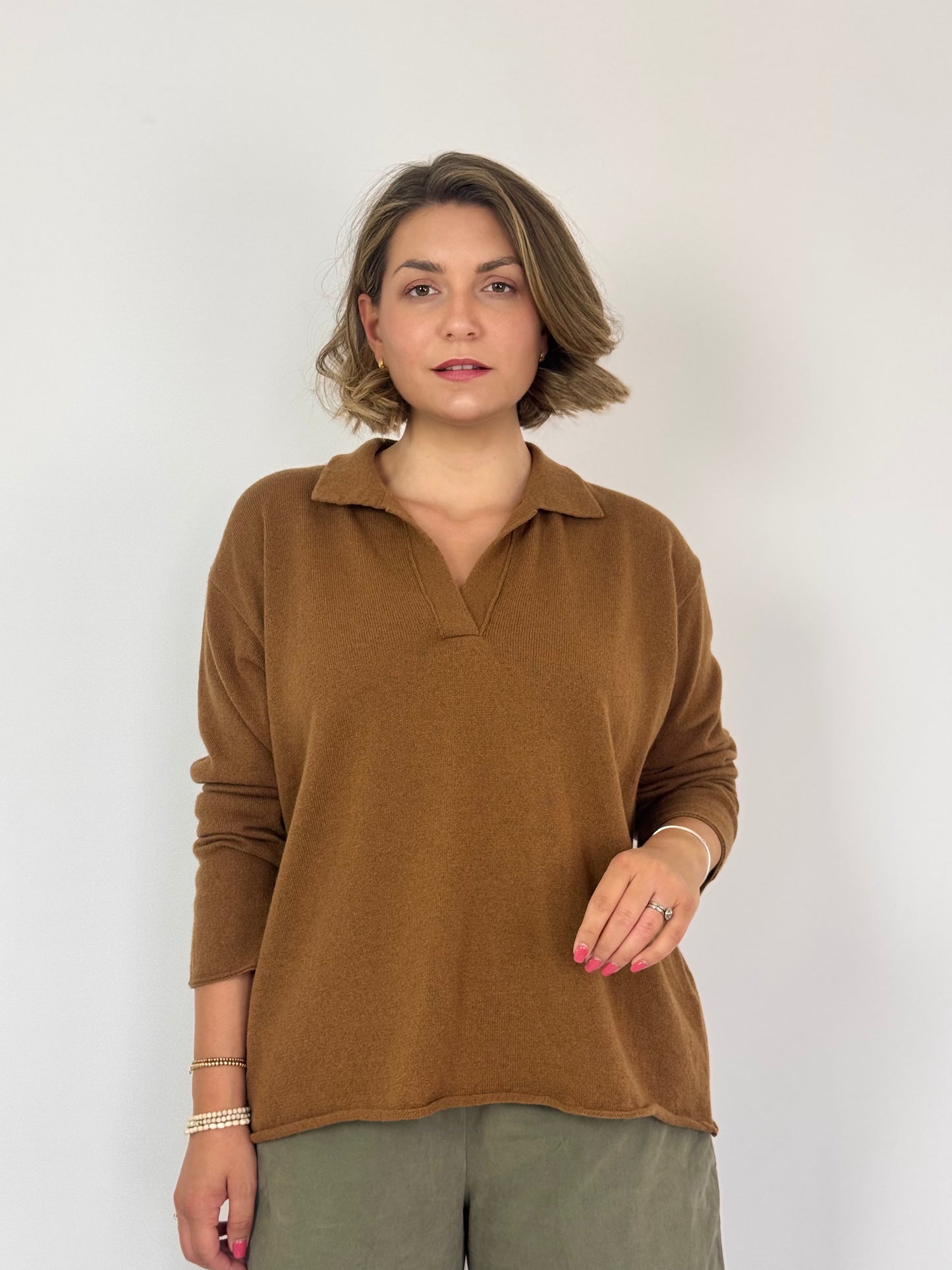 MJ Watson 27-5 Polo Jumper Tobacco