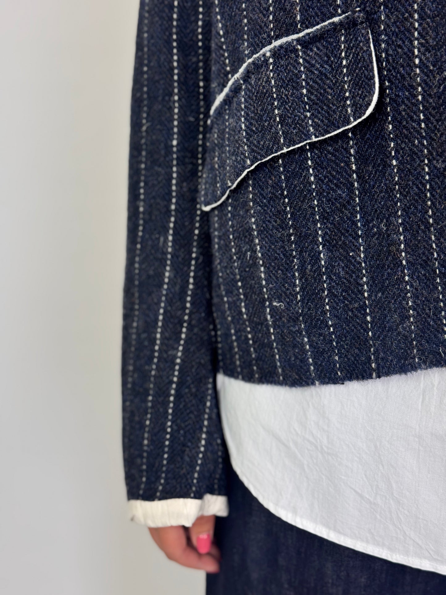 Hannoh Wessel Vada Jacket Navy Pinstripe