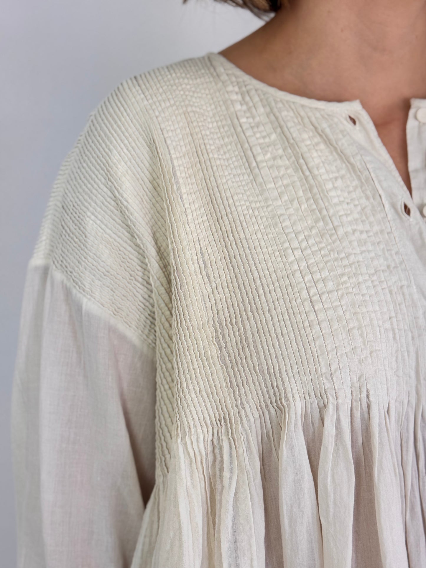 Maison de Soil 513D Pin-tuck Blouse Beige