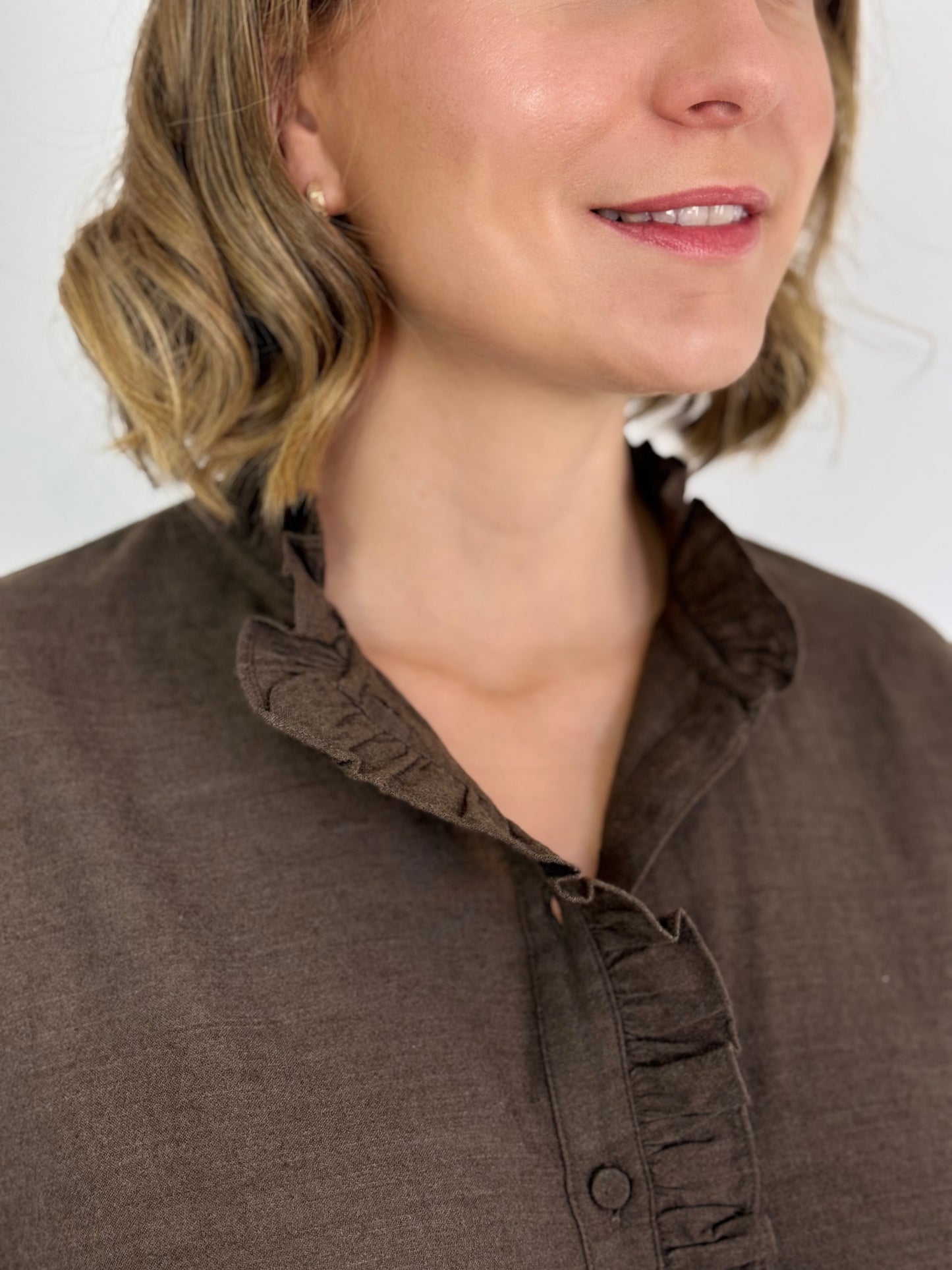 Maison de Soil 751 Frill Collar Shirt Brown
