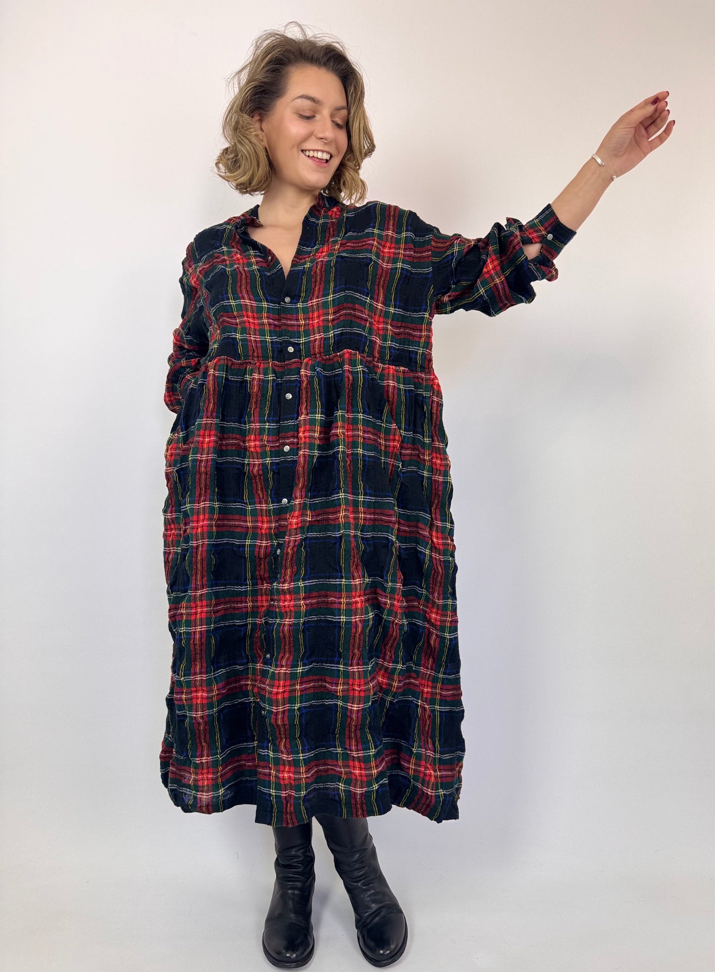 Ichi Antiquities 326 Dress Tartan Black