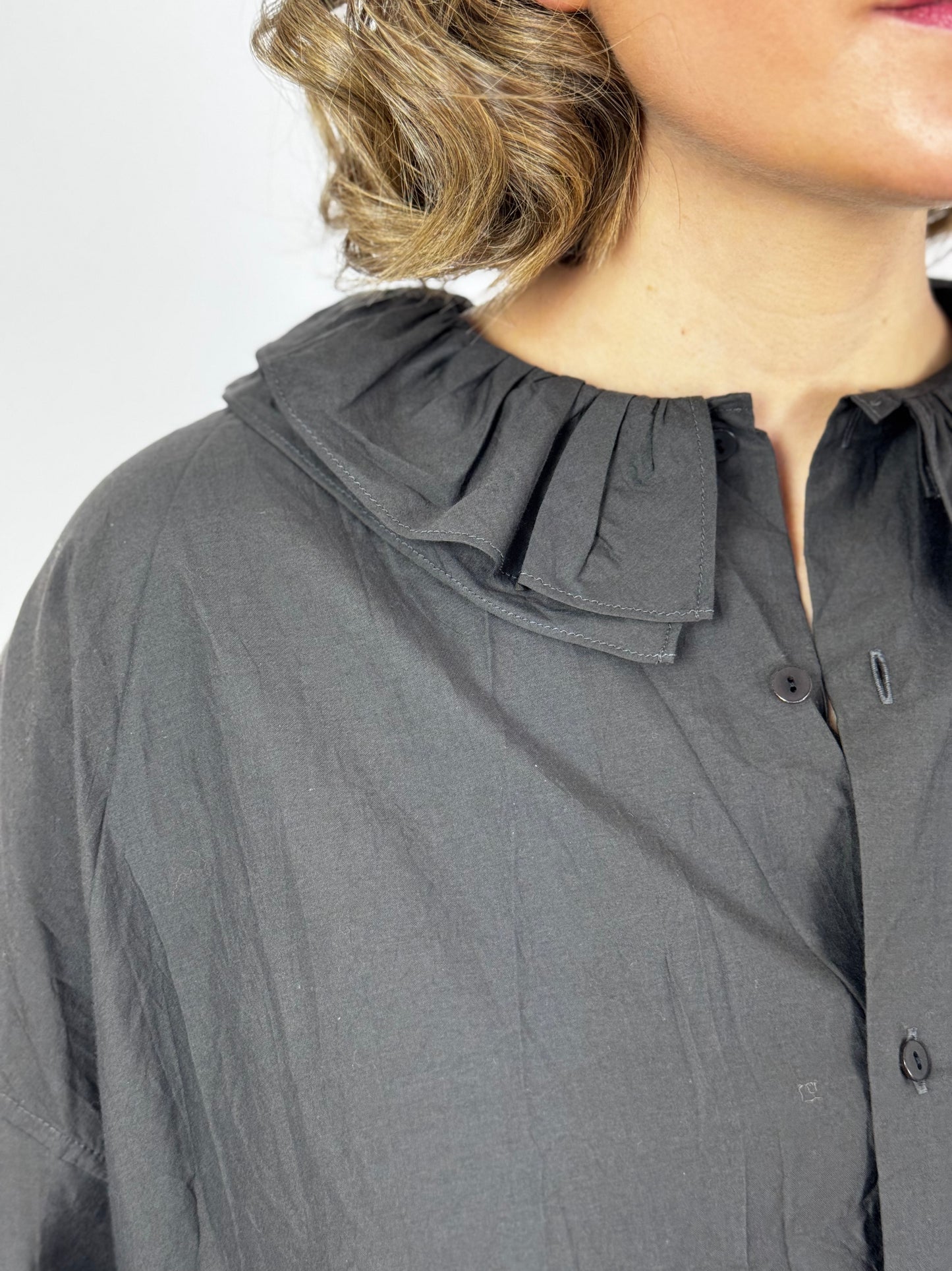 TouJours Baggy Shirt Charcoal Brown