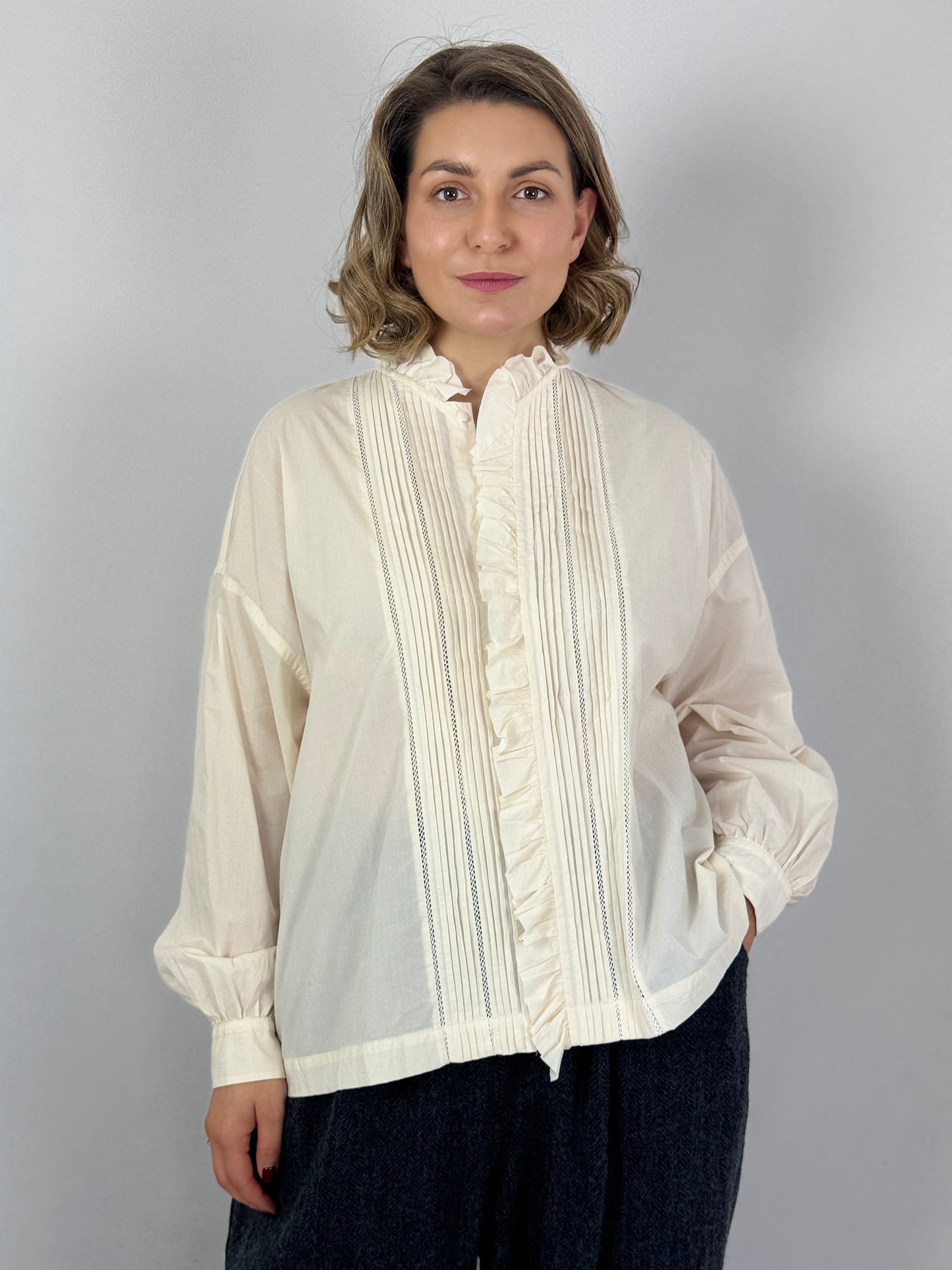 TouJours Pin Tuck Shirt Ivory