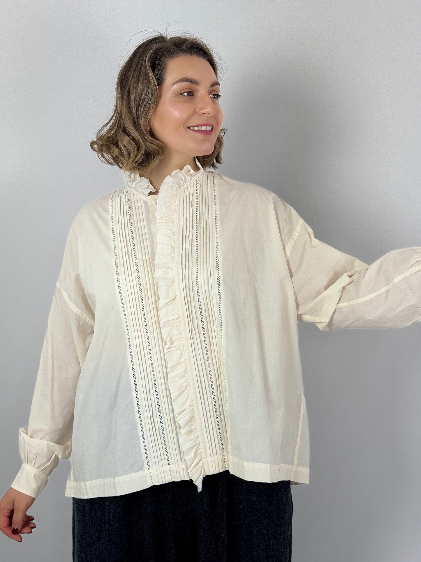 TouJours Pin Tuck Shirt Ivory
