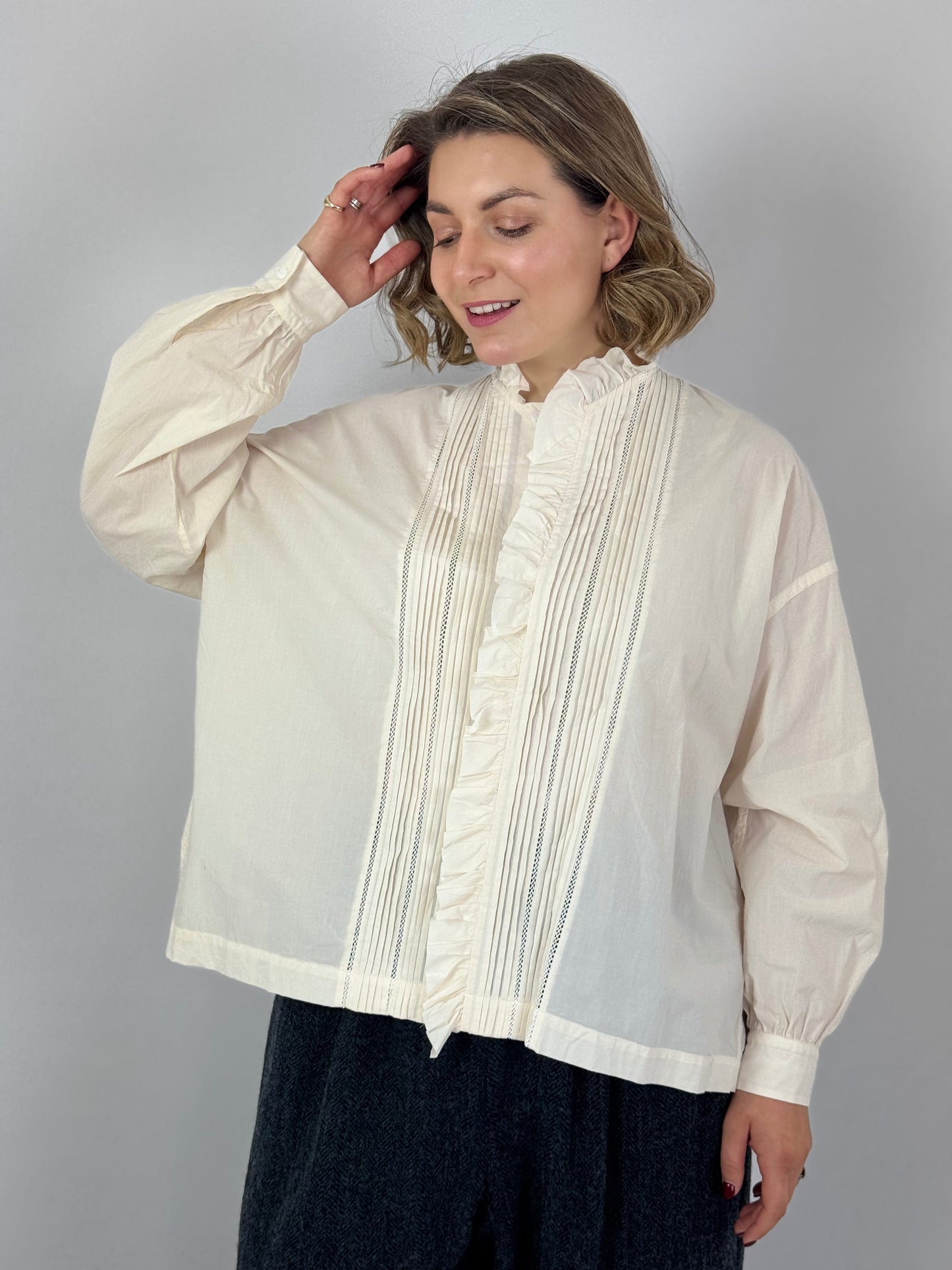 TouJours Pin Tuck Shirt Ivory