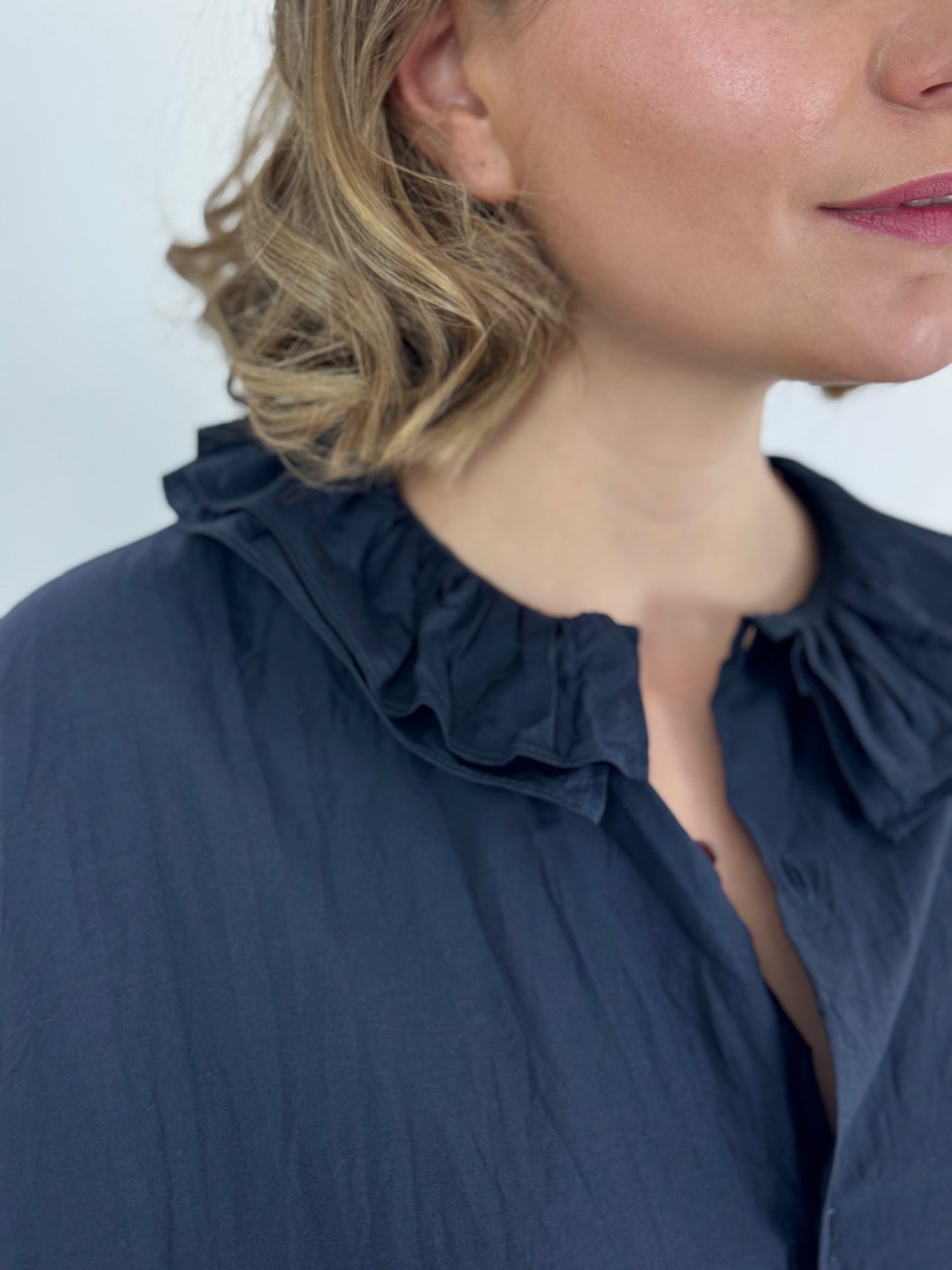 TouJours Baggy Shirt Black Navy