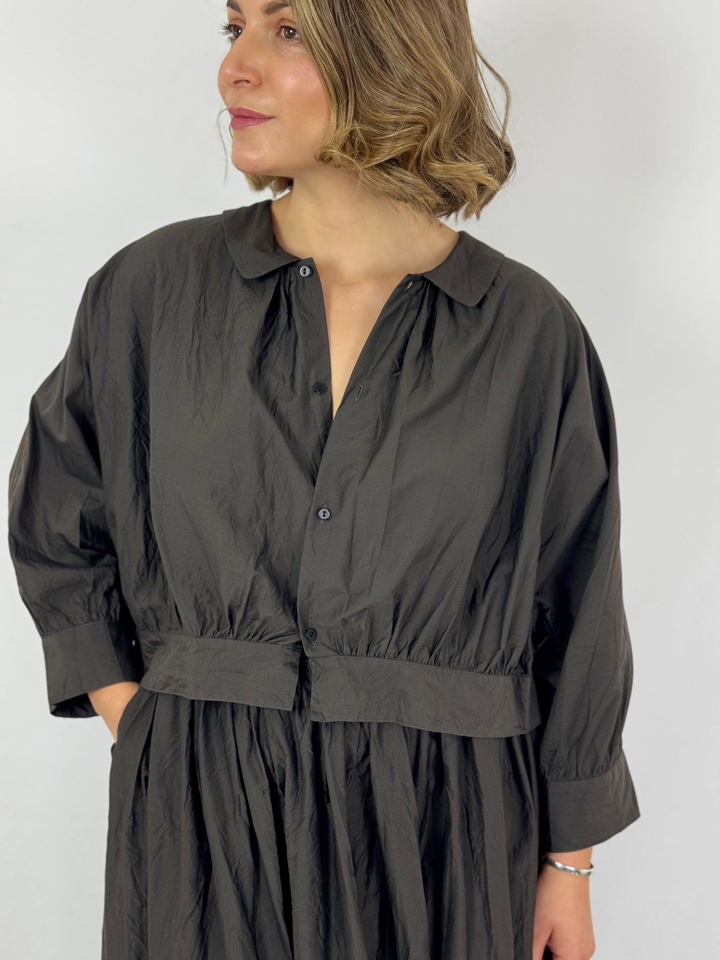 TouJours Bolero Blouse Charcoal Brown