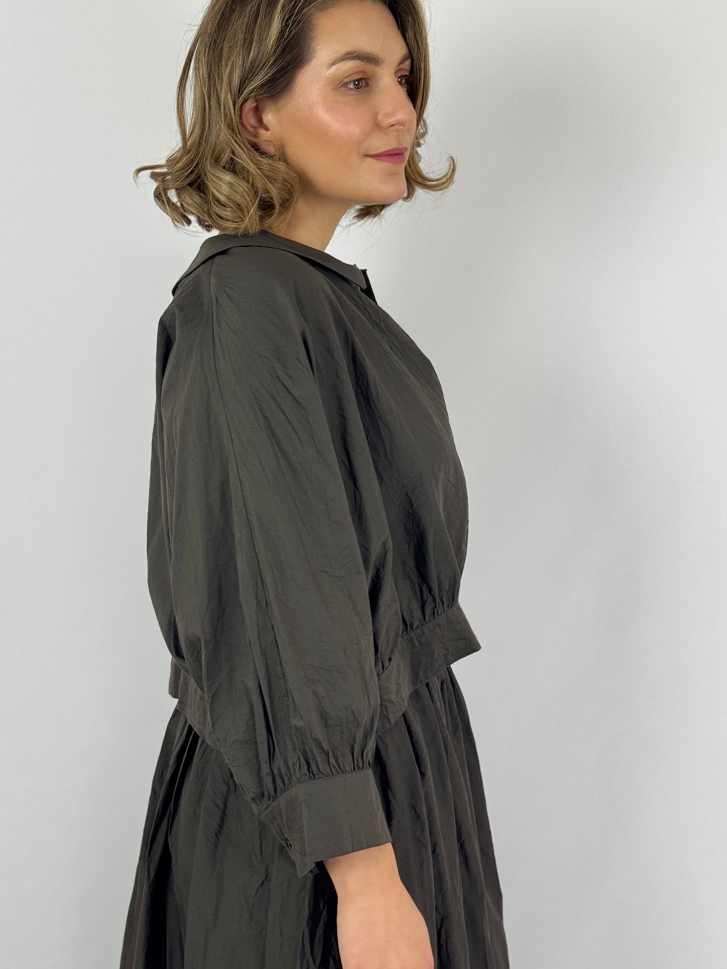 TouJours Bolero Blouse Charcoal Brown