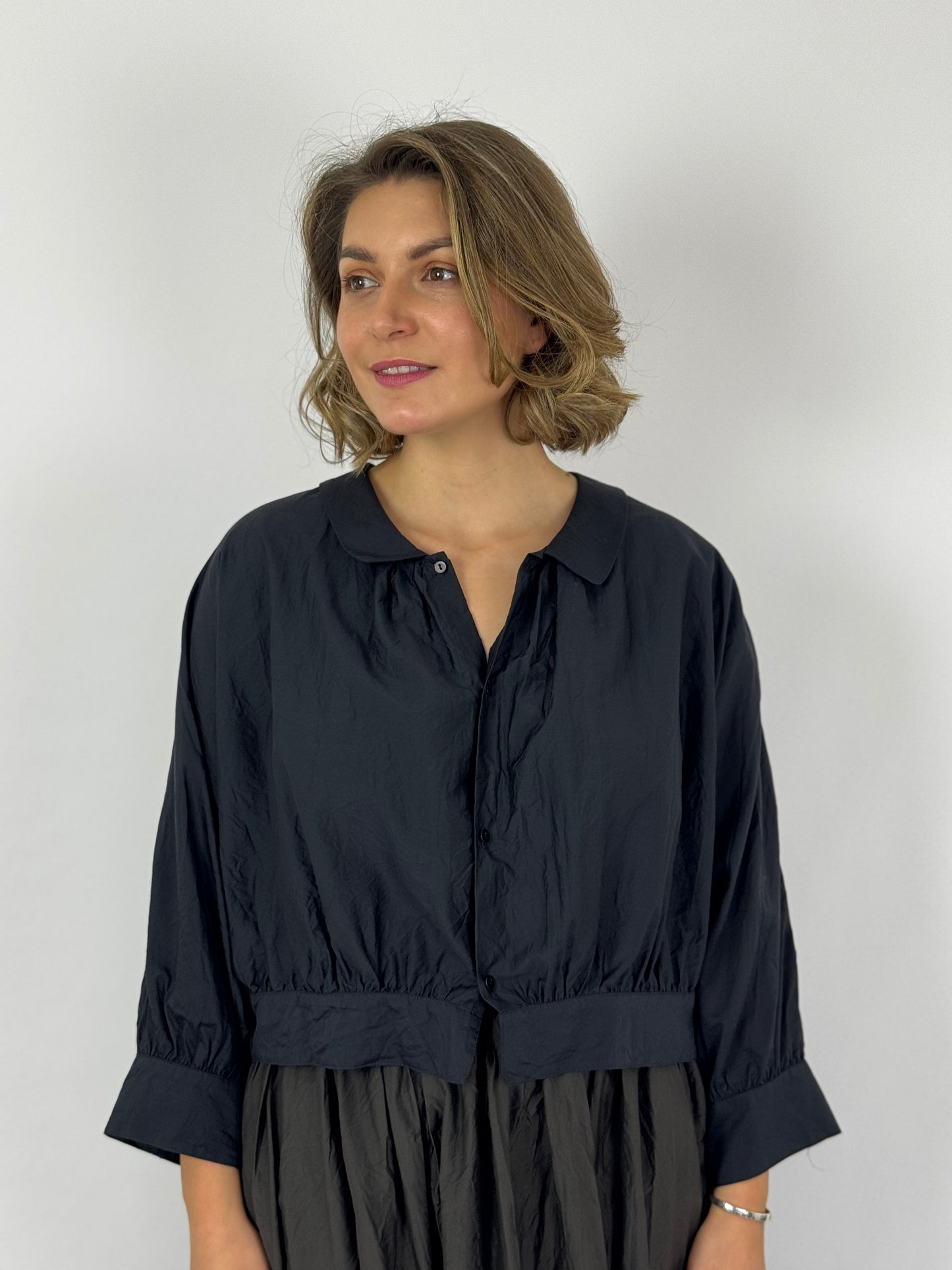 TouJours Bolero Blouse Black Navy