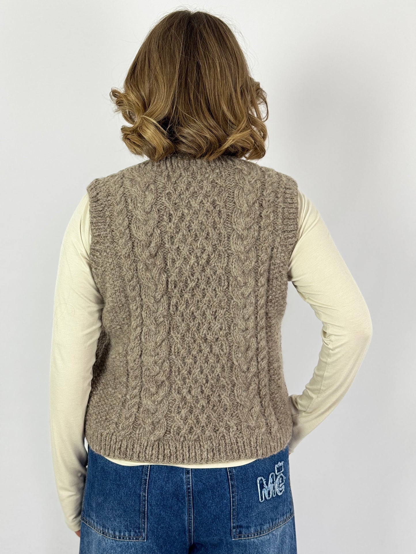 Bibico Robin Aran Sleeveless Jumper Natural