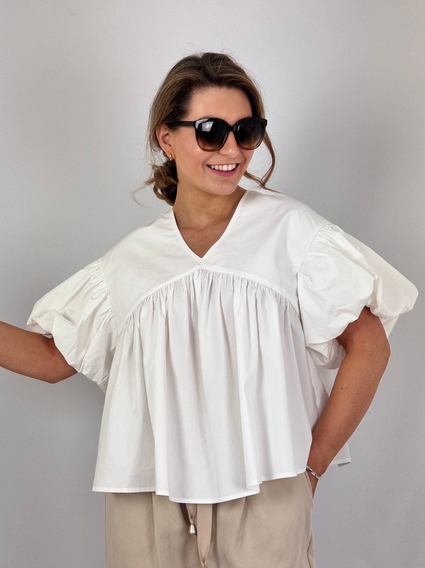 Emin & Paul Volume Blouse White