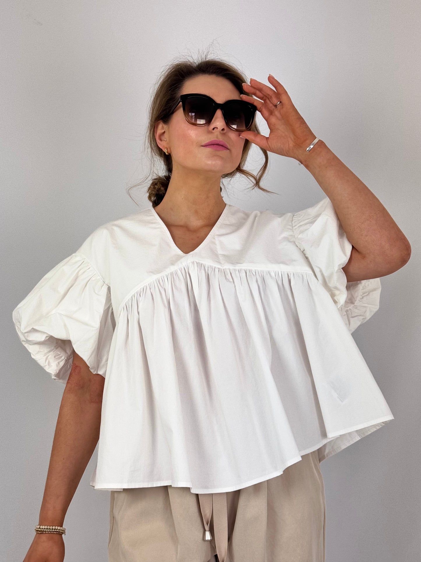 Emin & Paul Volume Blouse White