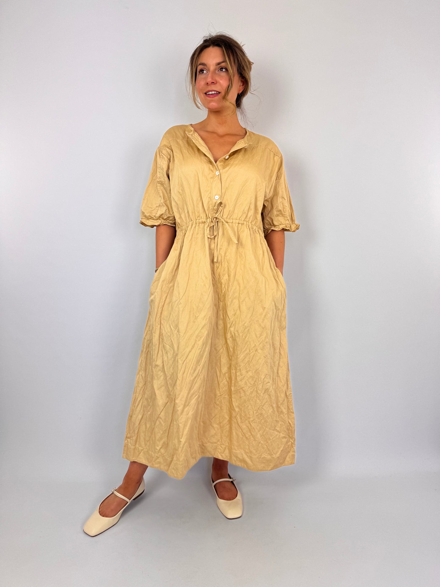 Sula Yoke Dress Biscotti