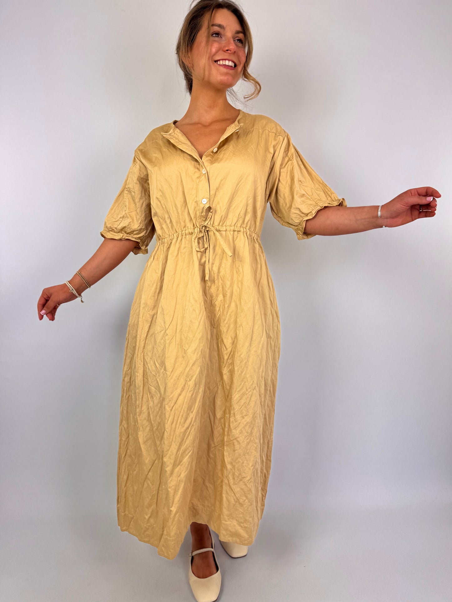Sula Yoke Dress Biscotti