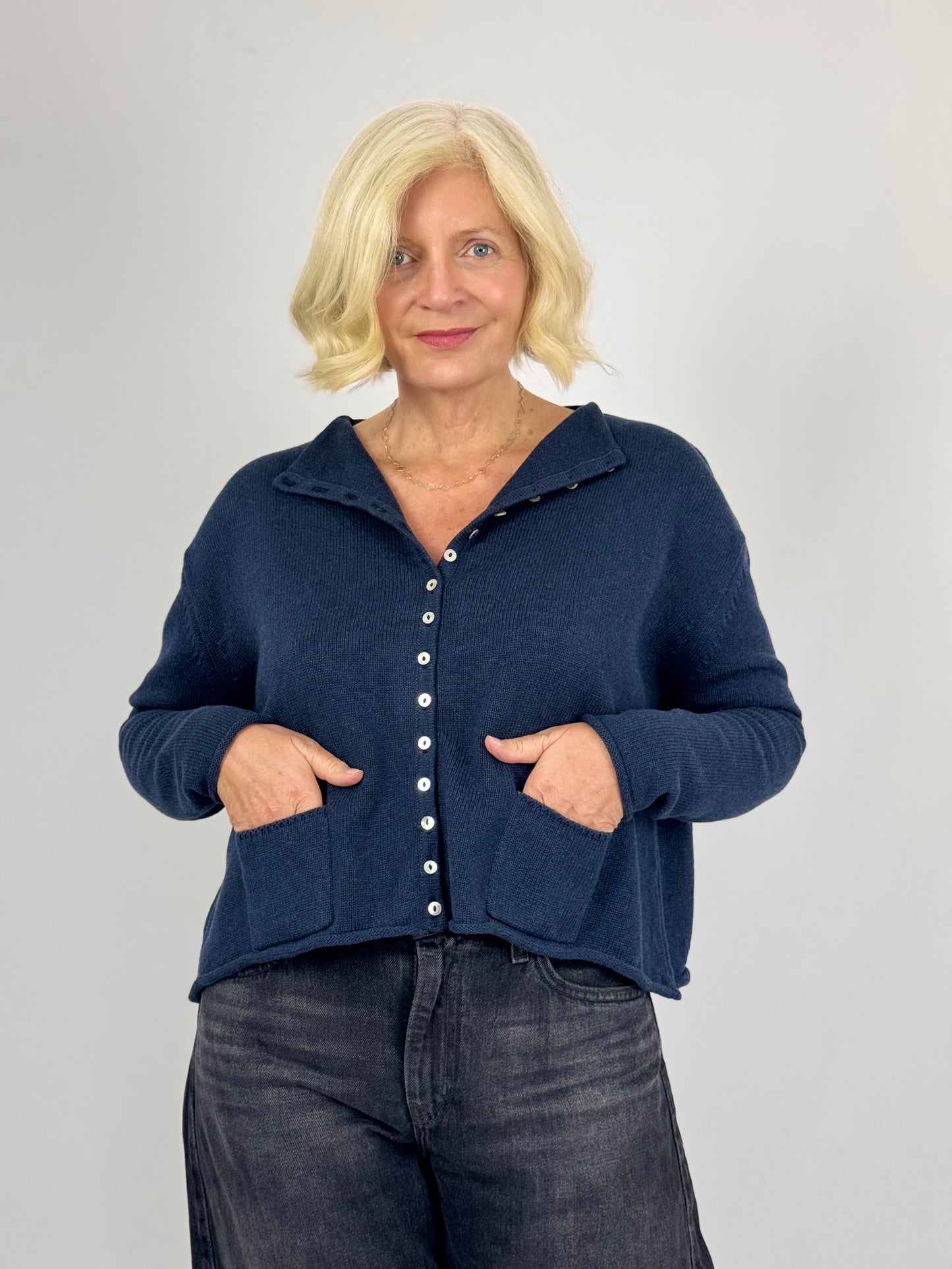 Cordelia James Gani Cardigan Navy Marl