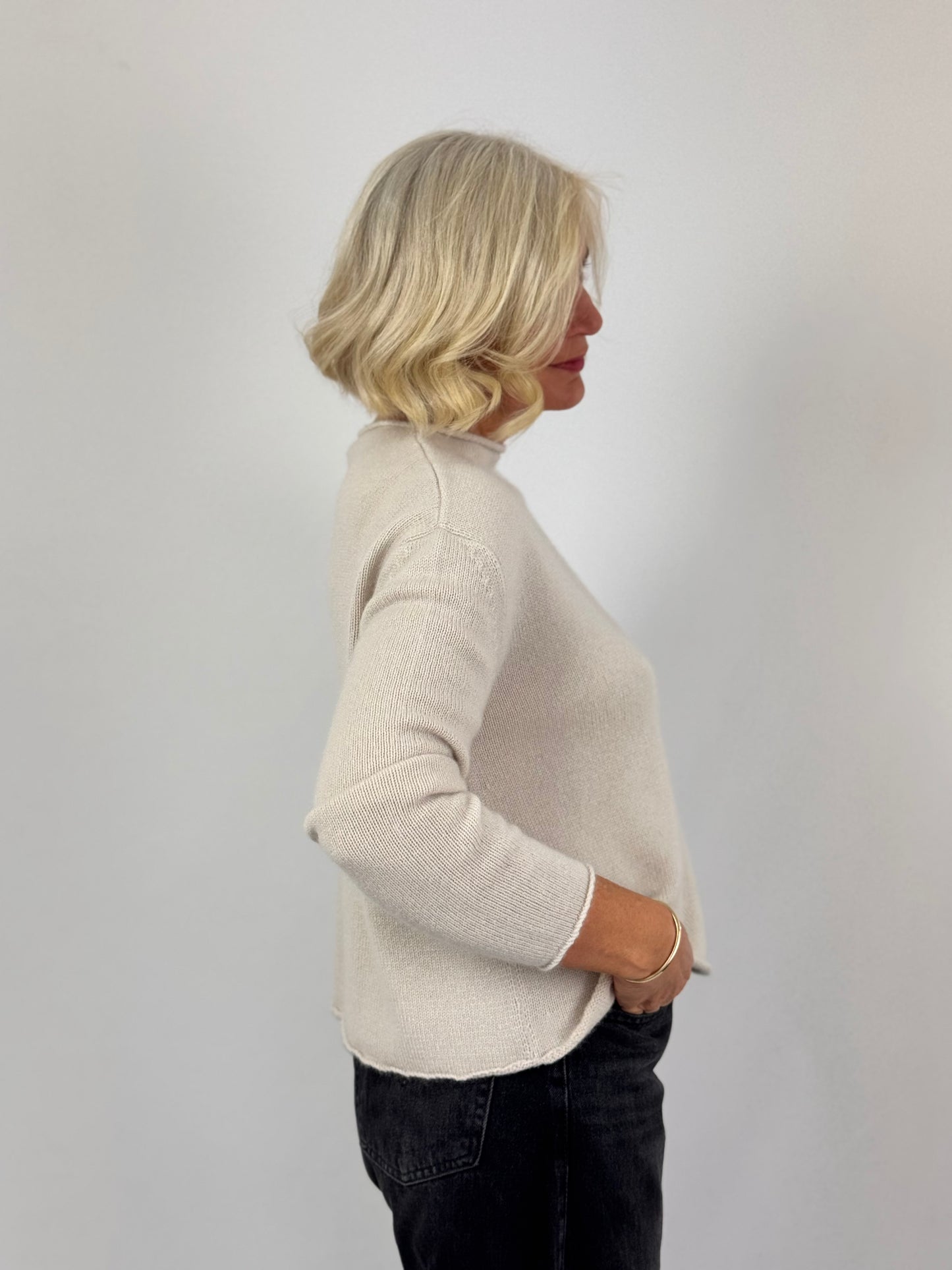 Cordelia James Pea Cashmere Jumper Stone