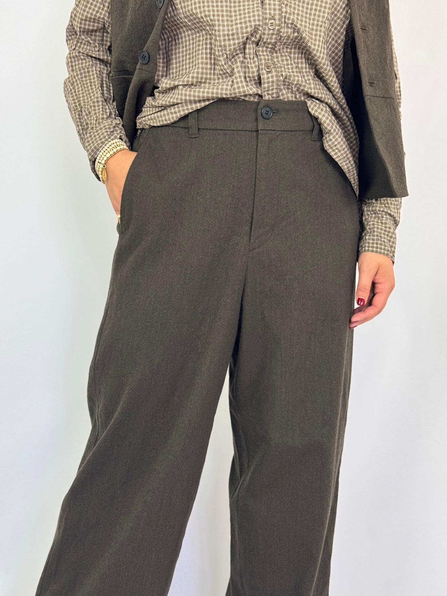 Pas De Calais 8613 Wide Trousers Khaki