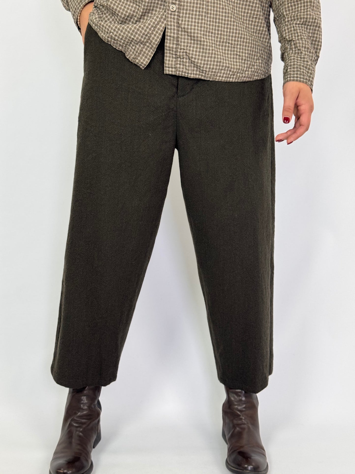 Pas De Calais 8614 Cropped Trousers Khaki