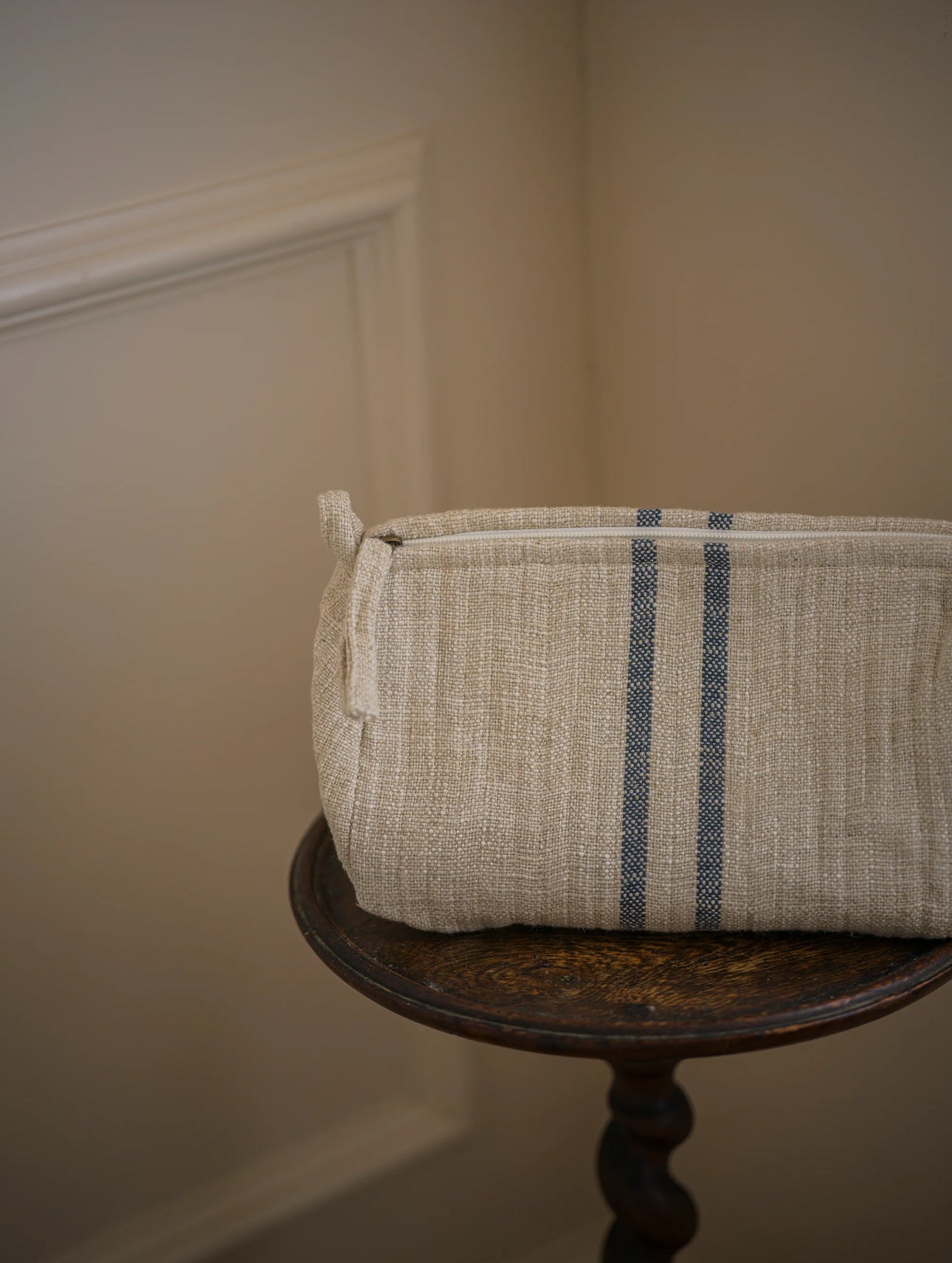 The Interiors Yard Linen Cosmetic Pouch Blue