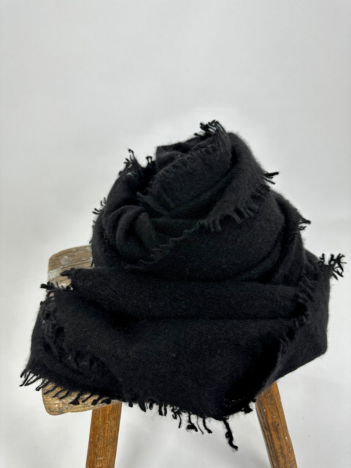 MITS Open Knit Shawl Plain Black