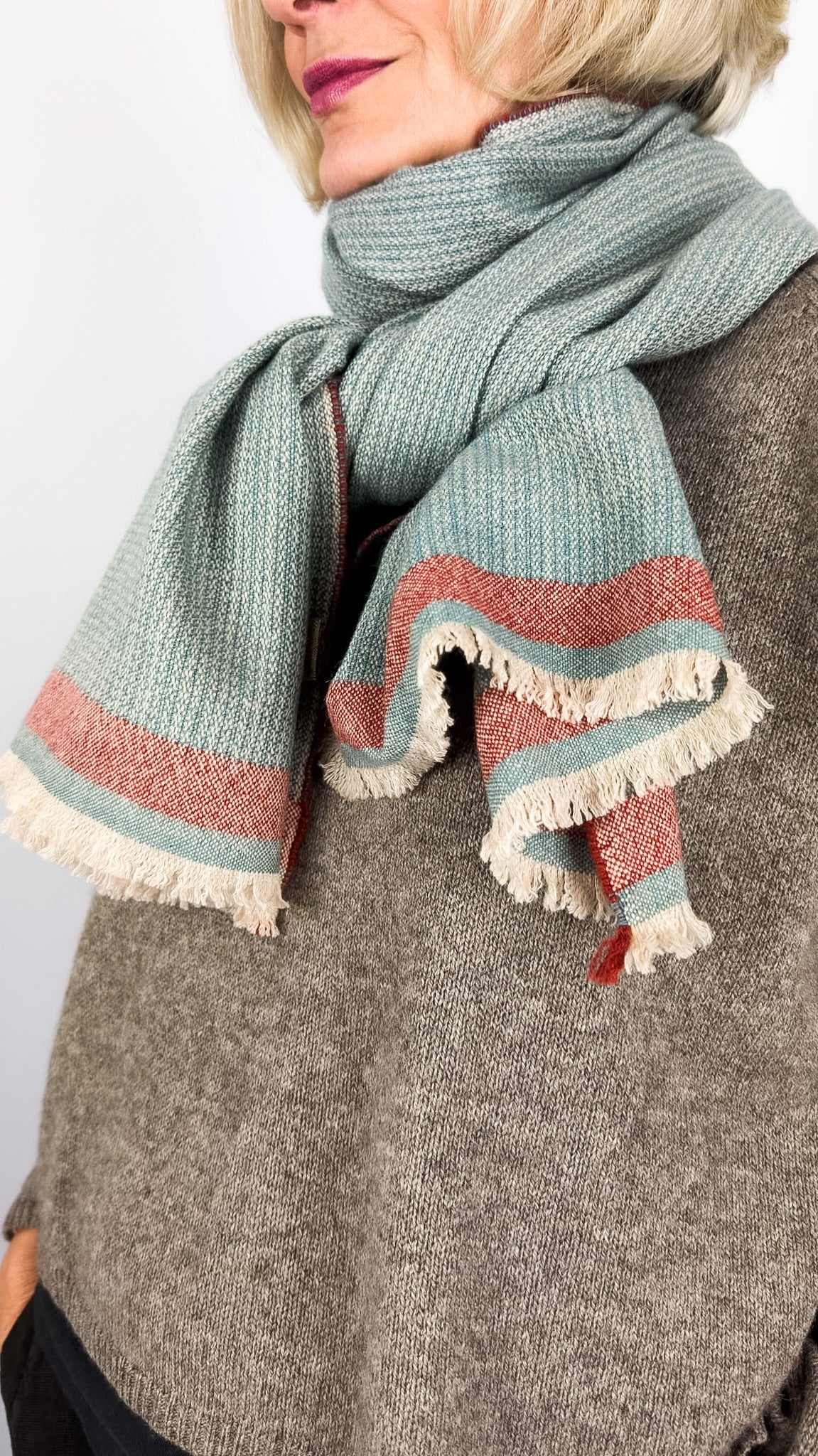 Weaves & Bends Kathmandu Scarf Celeste Taupe