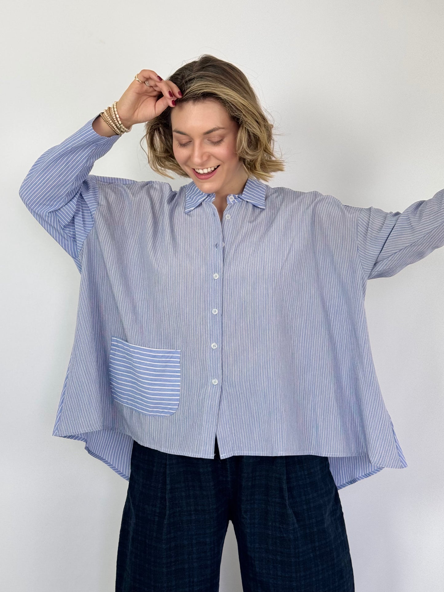 Mama b Accesa Shirt Blue Stripe