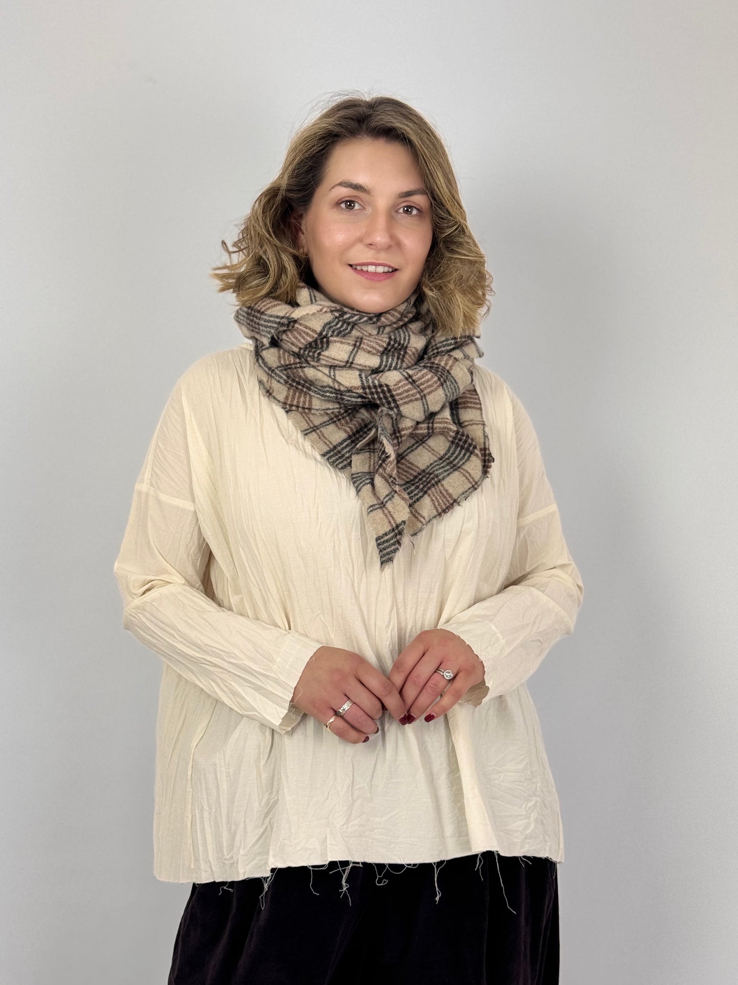 Album di Famiglia Tartan Scarf Natural