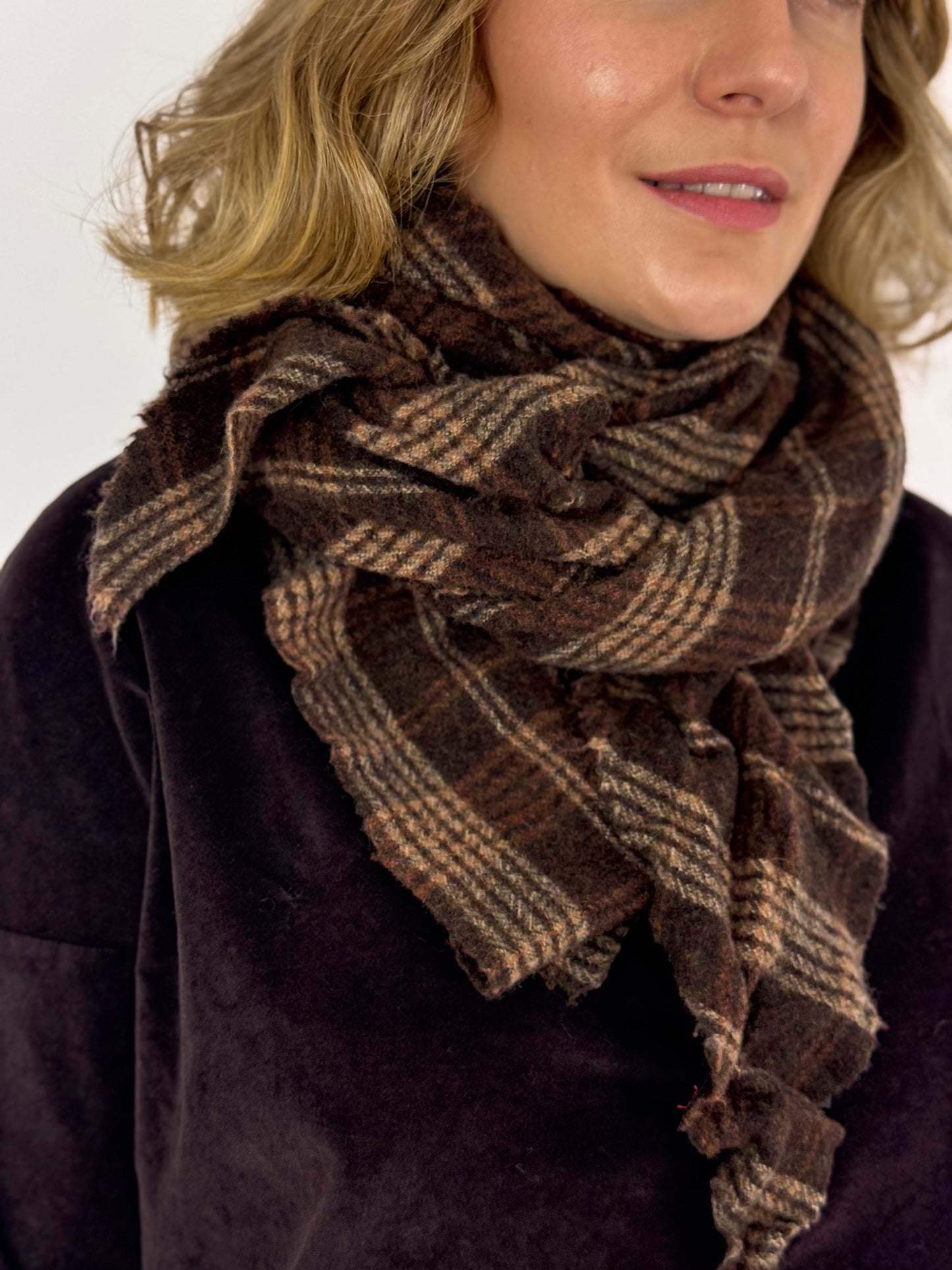 Album di Famiglia Tartan Scarf Chestnut