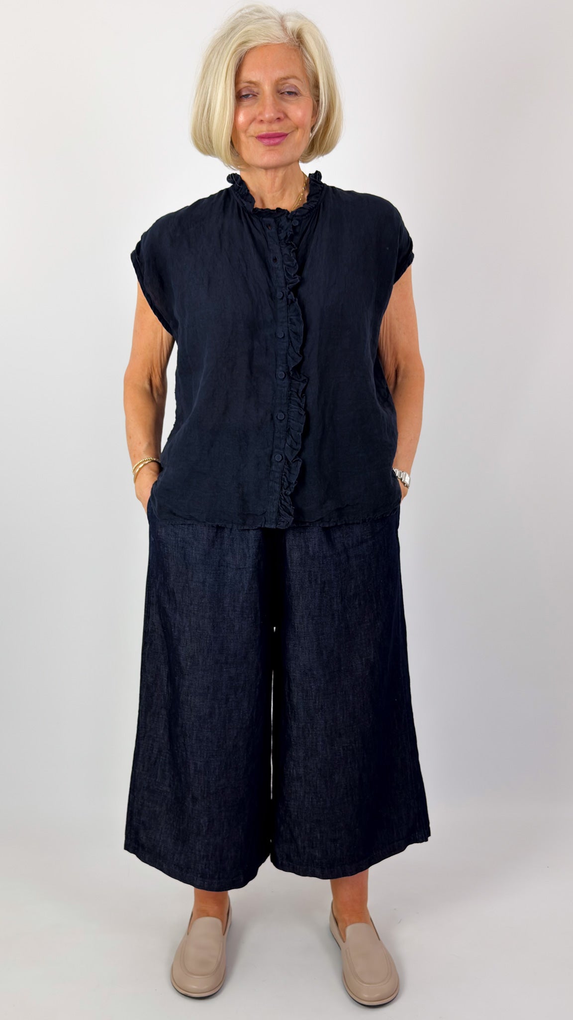 Maison de Soil 001D Frill Shirt Marine