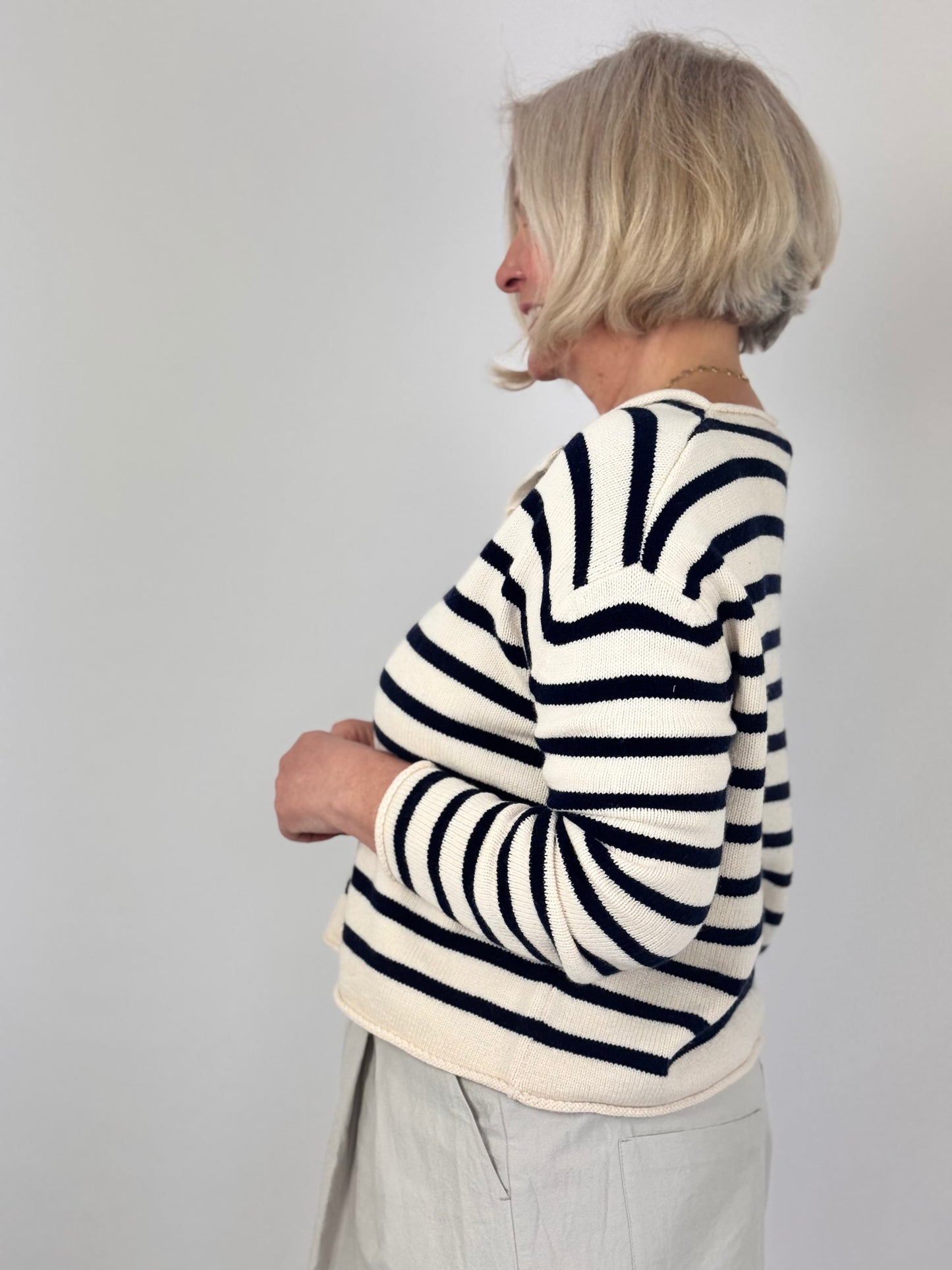 Cordelia James Zeya Cardigan Ivory/Navy