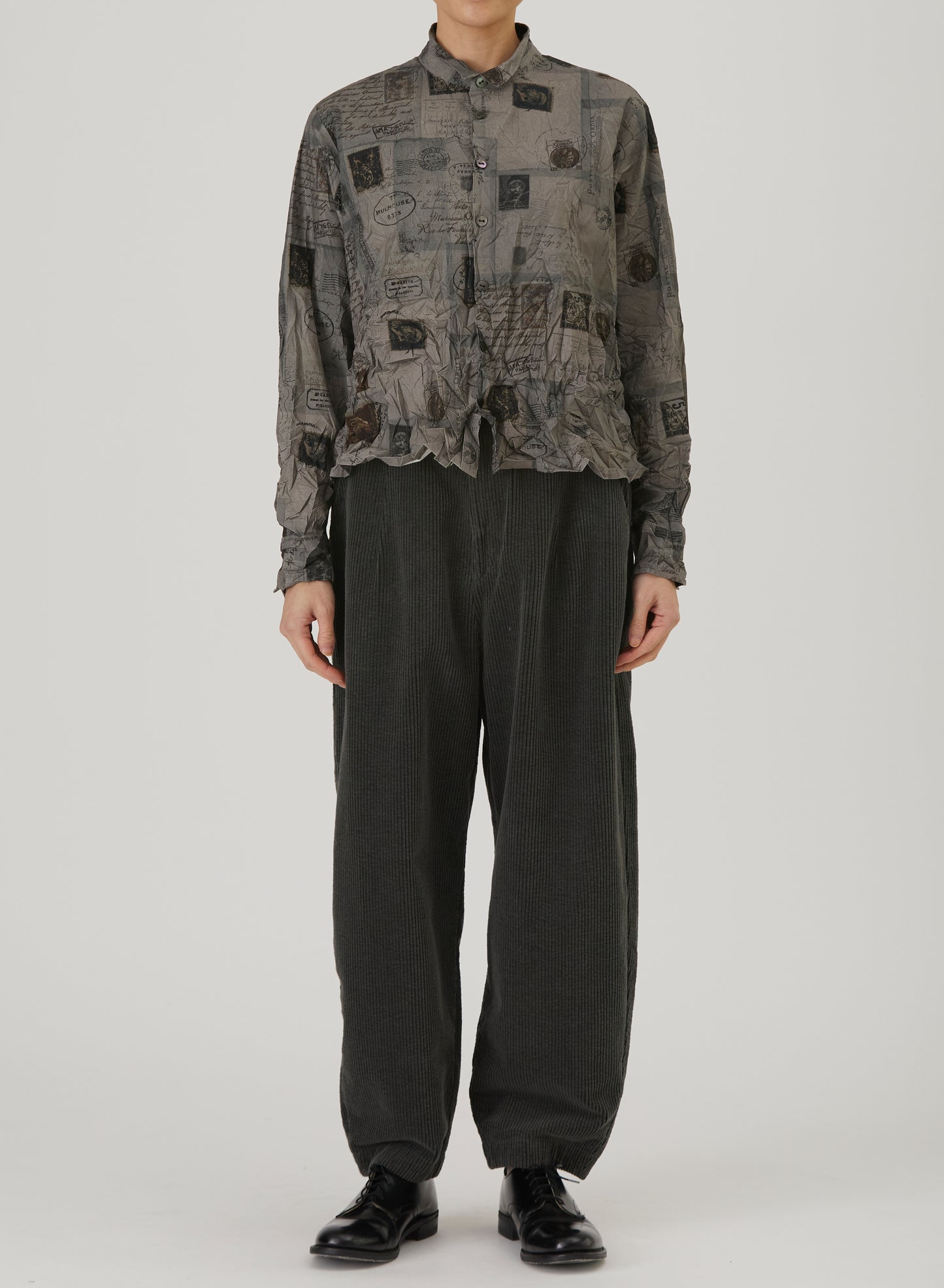 Pas De Calais 6852 Travel Print Shirt Charcoal PRE-ORDER